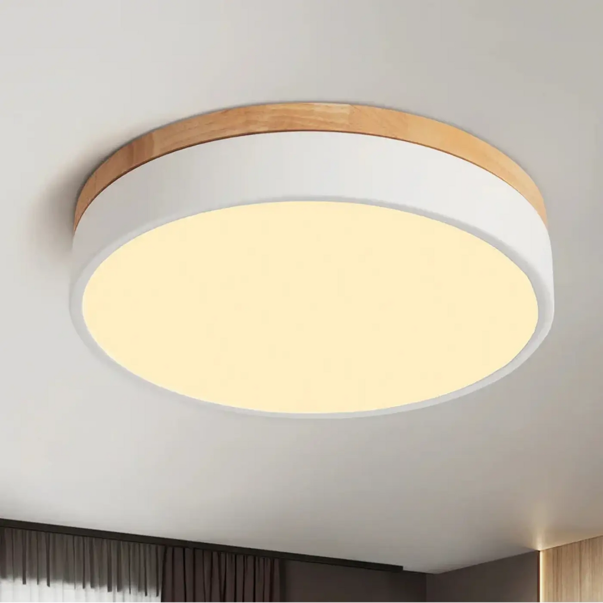 Plafonnier Rond Minimaliste Effet Bois - Dalumea - vue 4