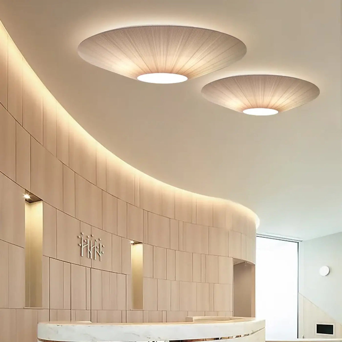 Plafonnier Design Rond Effet Tissu - Dalumea - vue 2