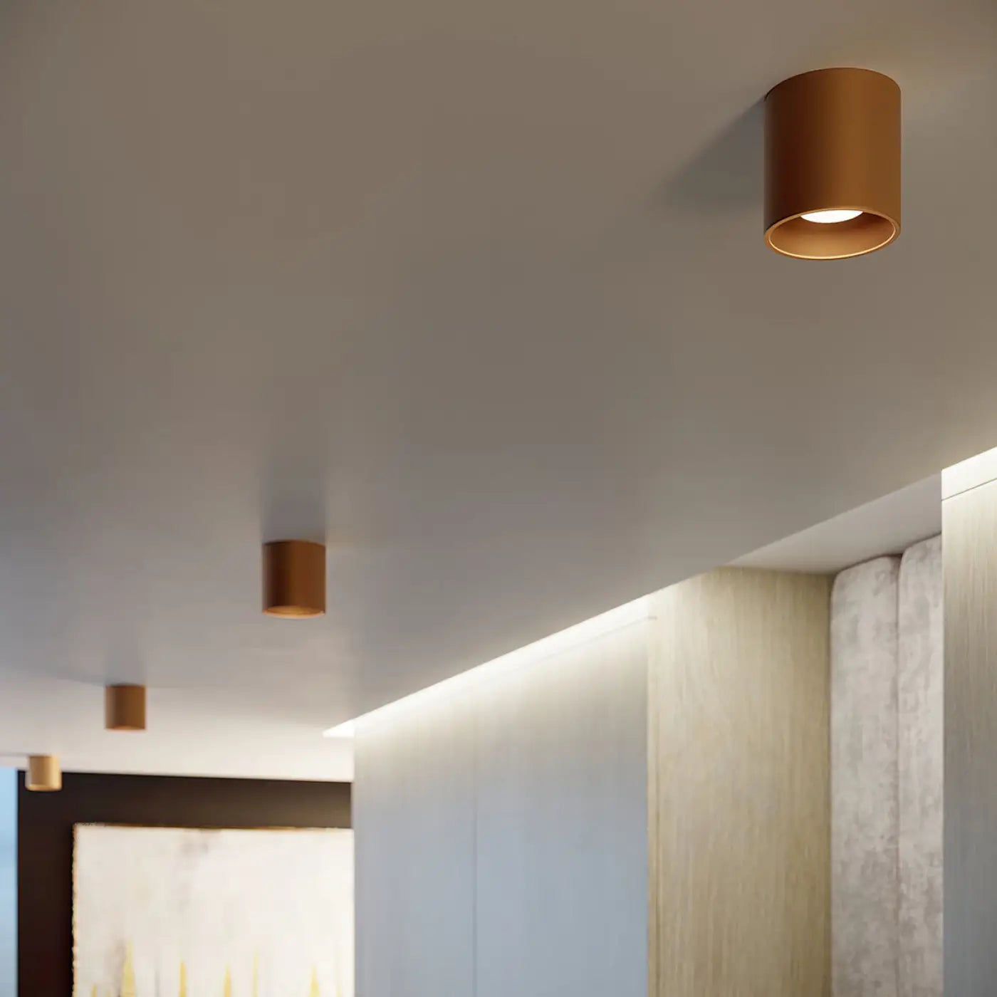 Plafonnier Doré Cylindre LED - Dalumea - vue 5