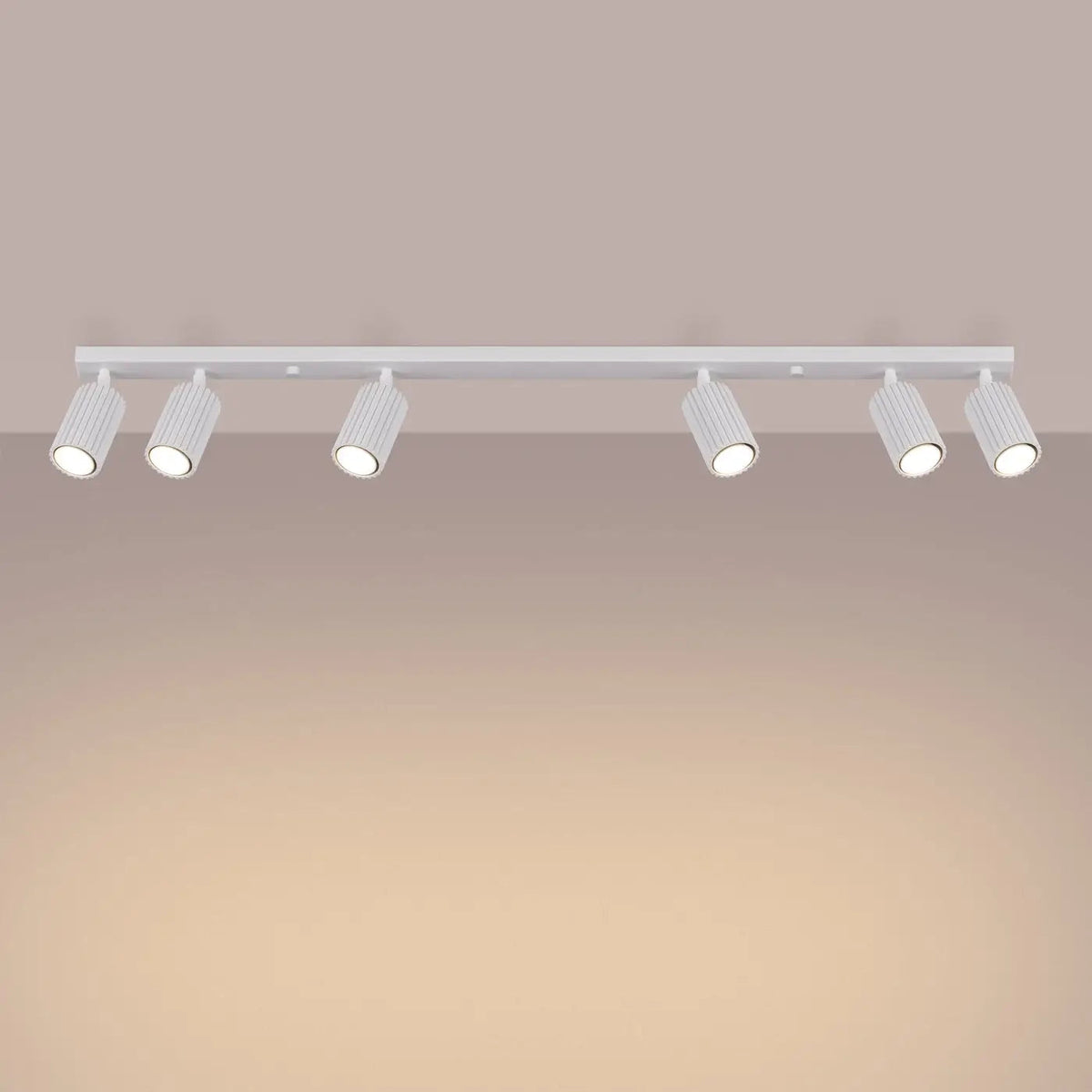 Plafonnier 6 Spots Orientables Cannelé Blanc - Dalumea - vue 1