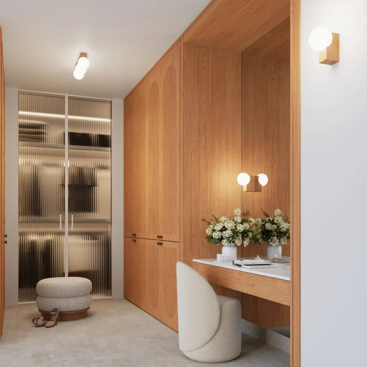 Plafonnier Bois Naturel 2 Globes - Dalumea - vue 10