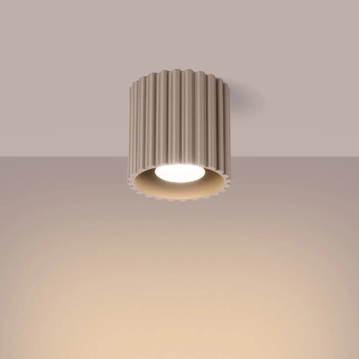 Plafonnier Cylindrique Rainuré Doré Taupe - Dalumea - vue 1