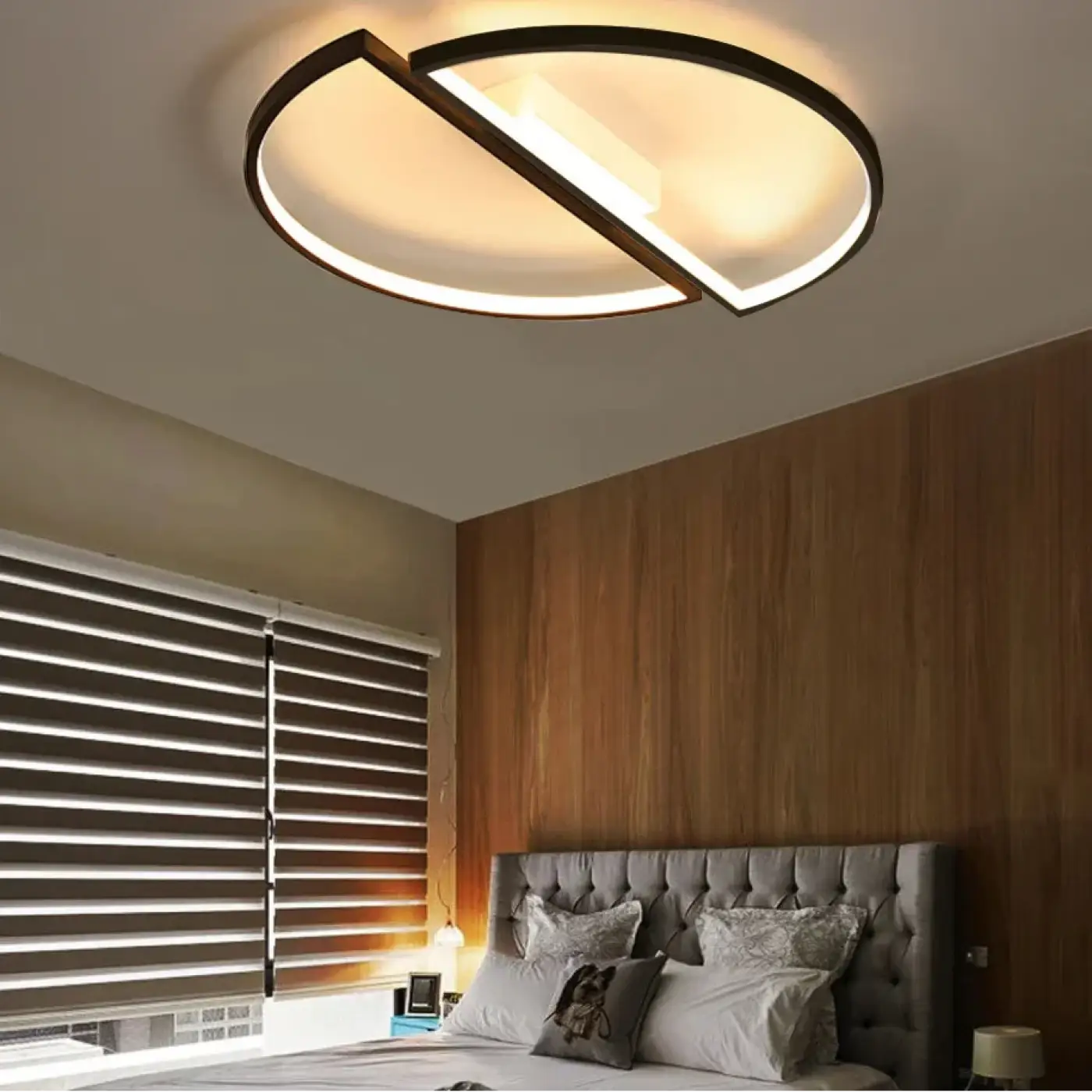 Plafonnier LED Cercle Noir Blanc Design - Dalumea - vue 4
