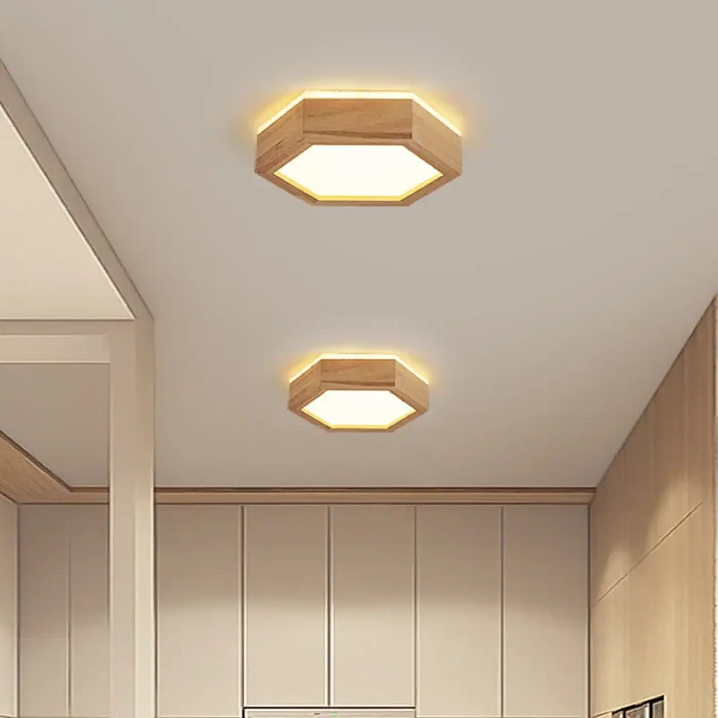 Plafonnier Bois Naturel LED Géométrique - Dalumea - vue 6