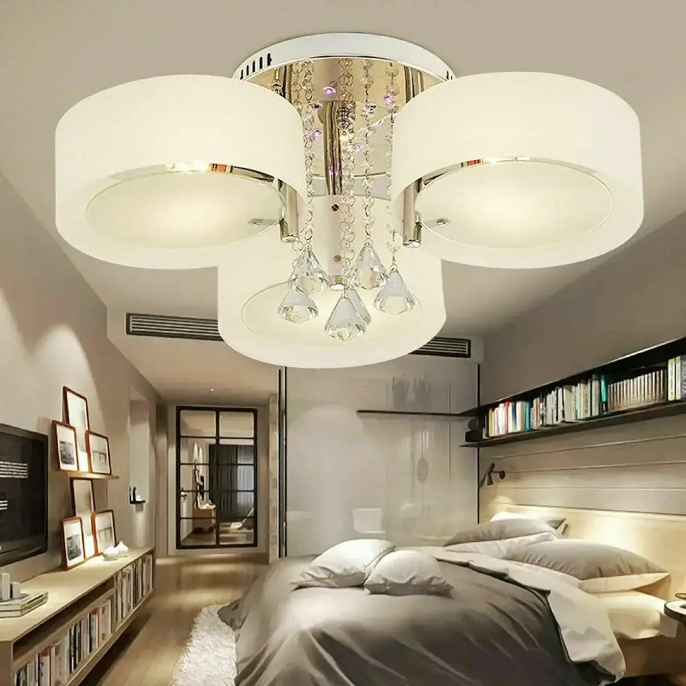 Plafonnier LED Cristal Blanc - Dalumea - vue 1