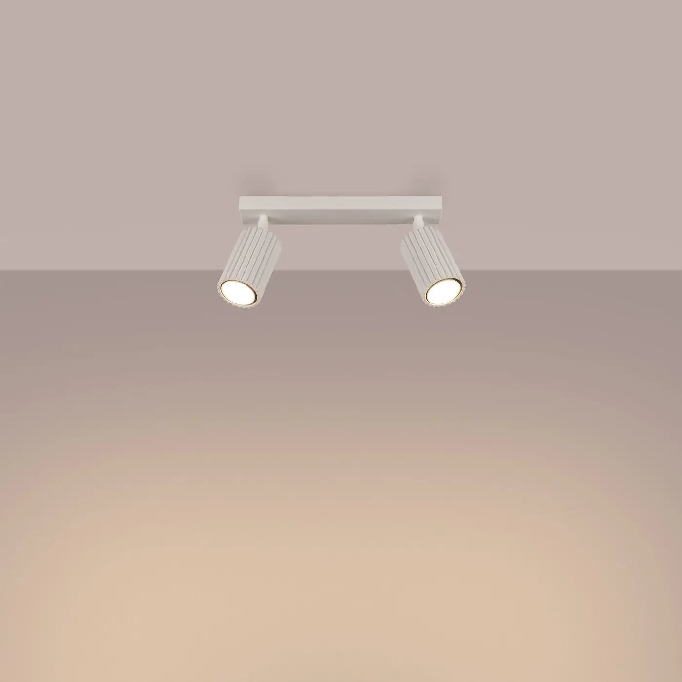 Plafonnier 2 Spots Orientables Beige Cannelé - Dalumea - vue 1