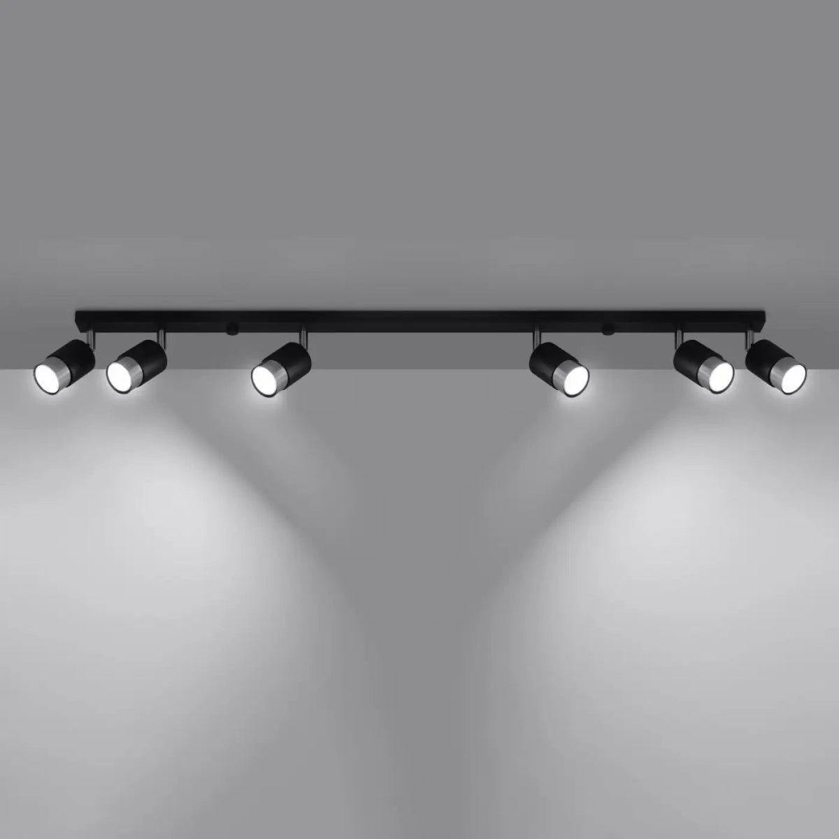Plafonnier 6 Spots Orientables Noir Chromé - Dalumea - vue 1