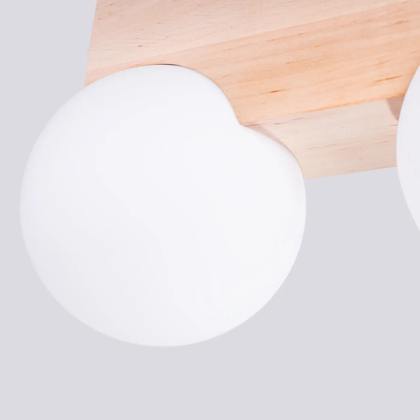 Plafonnier luminaire plafonnier bois naturel 2 globes opalins - blanc - Dalumea - vue 1