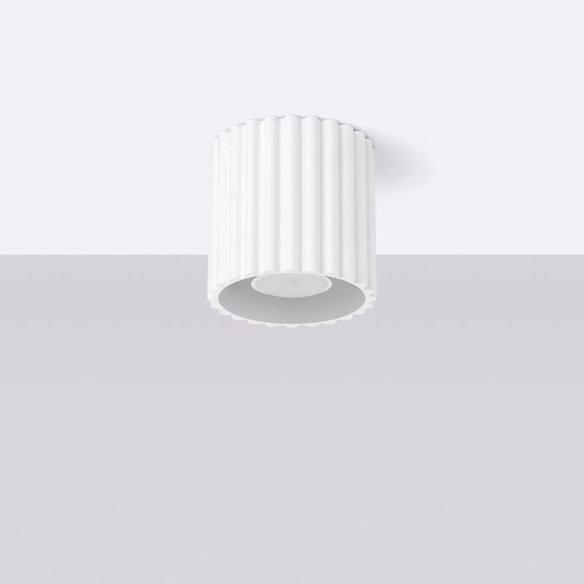 Plafonnier Cylindre Strié Blanc - Dalumea - vue 2