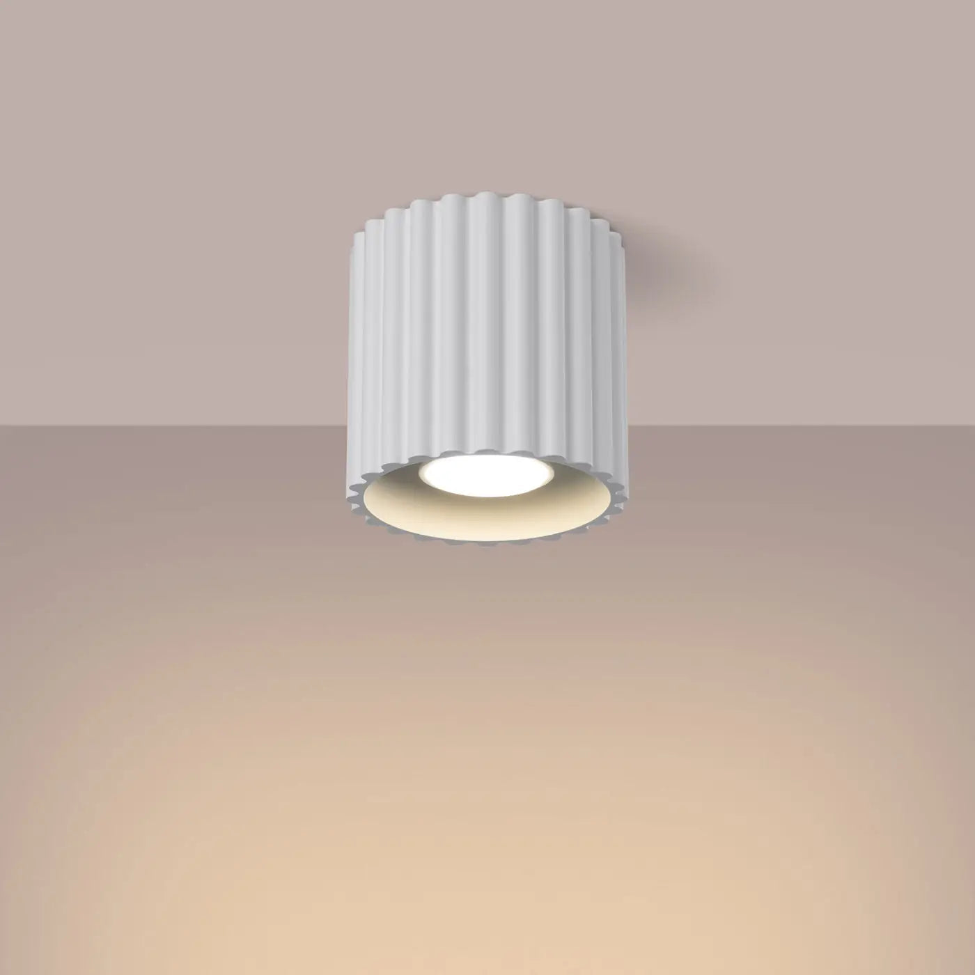 Plafonnier Cylindre Strié Blanc - Dalumea - vue 1