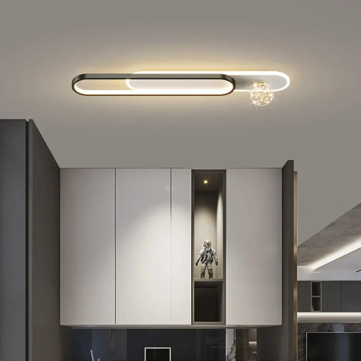 Plafonnier LED Ovale Doré Cristal - Dalumea - vue 3