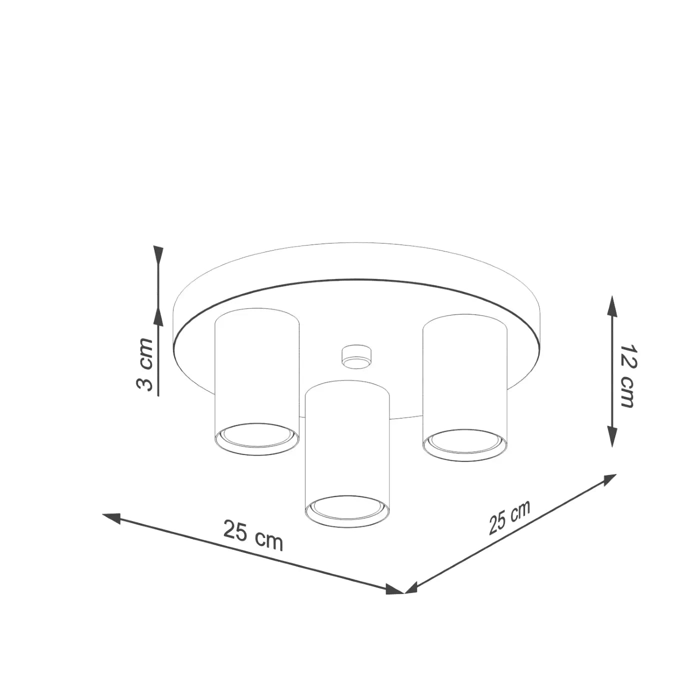 Plafonnier luminaire plafonnier noir a 3 spots cylindriques - noir - Dalumea - vue 11