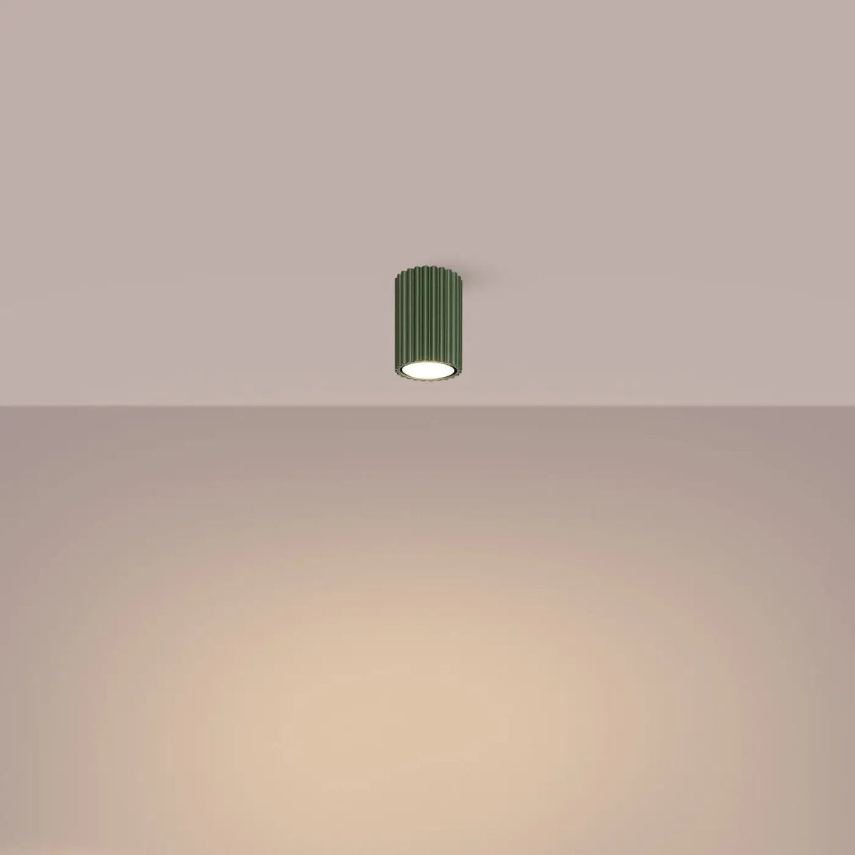 Plafonnier Cylindrique Cannelé Vert Olive - Dalumea - vue 1