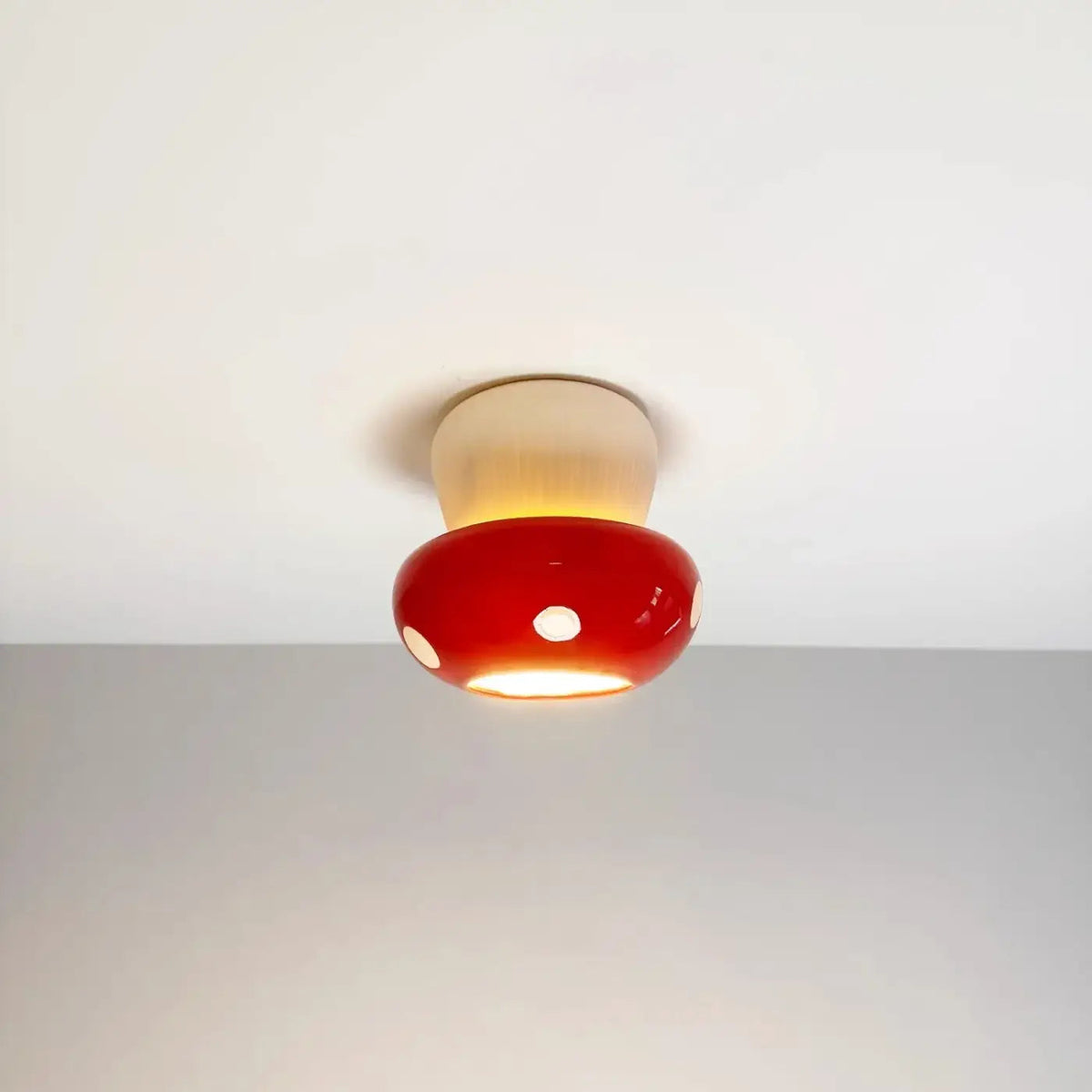 Plafonnier Design Champignon Rouge Bois - Dalumea - vue 2