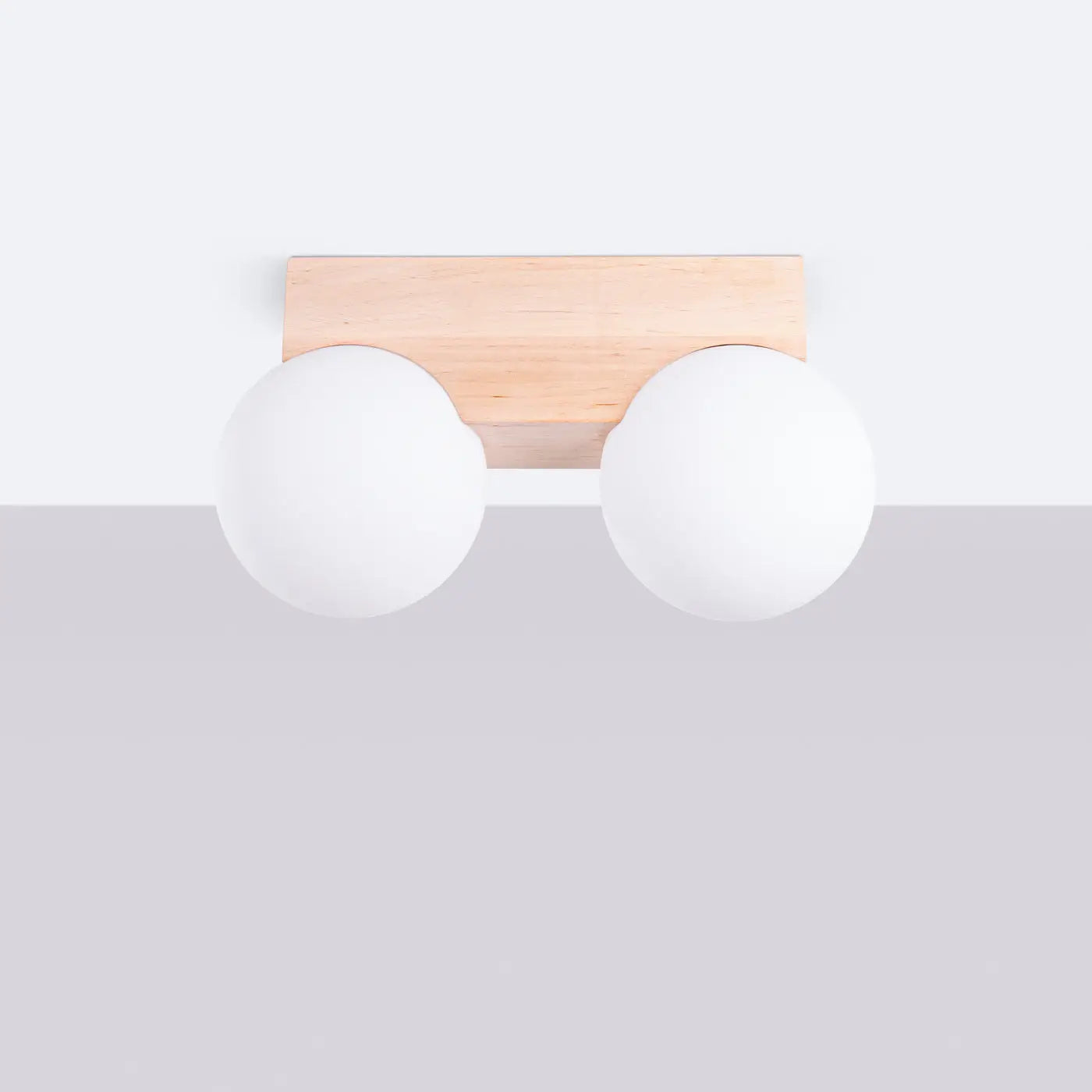 Plafonnier Bois Naturel 2 Globes - Dalumea - vue 2