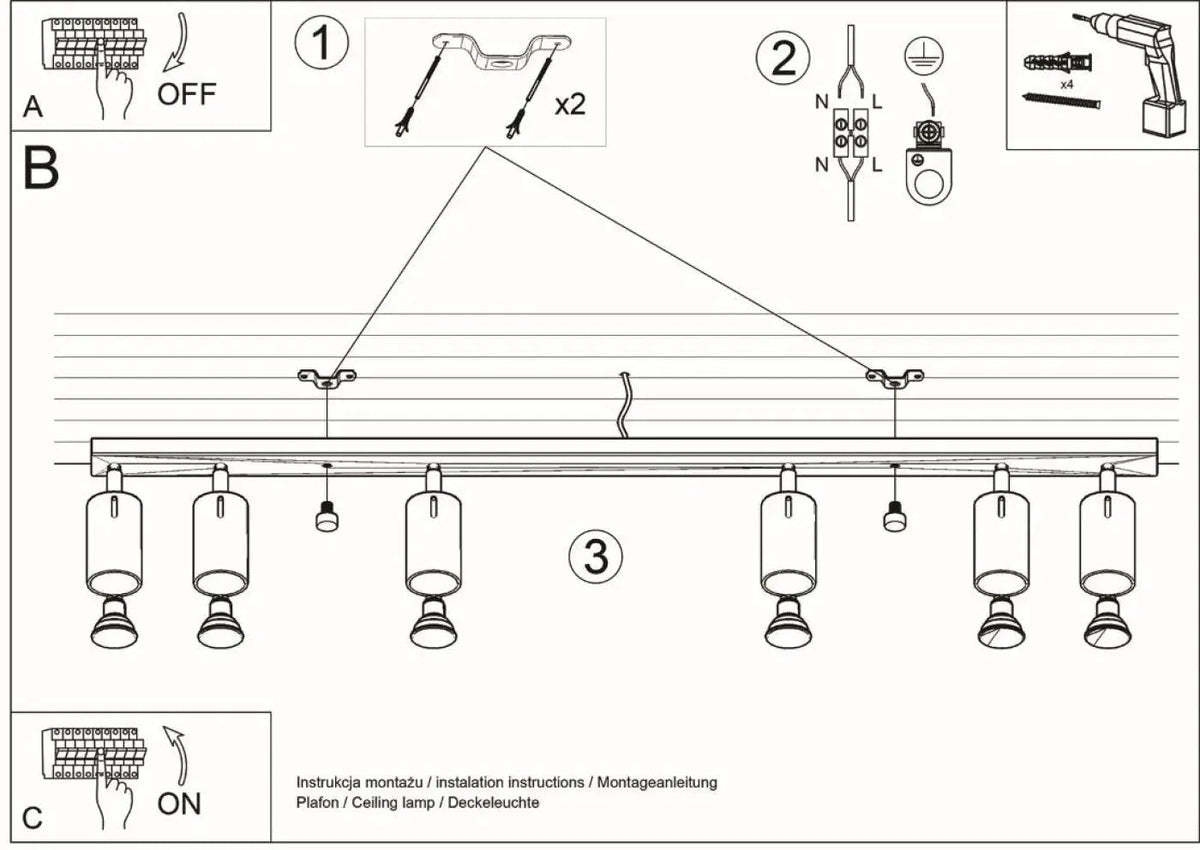 Plafonnier 6 Spots Orientables Lisse Blanc - Dalumea - vue 8