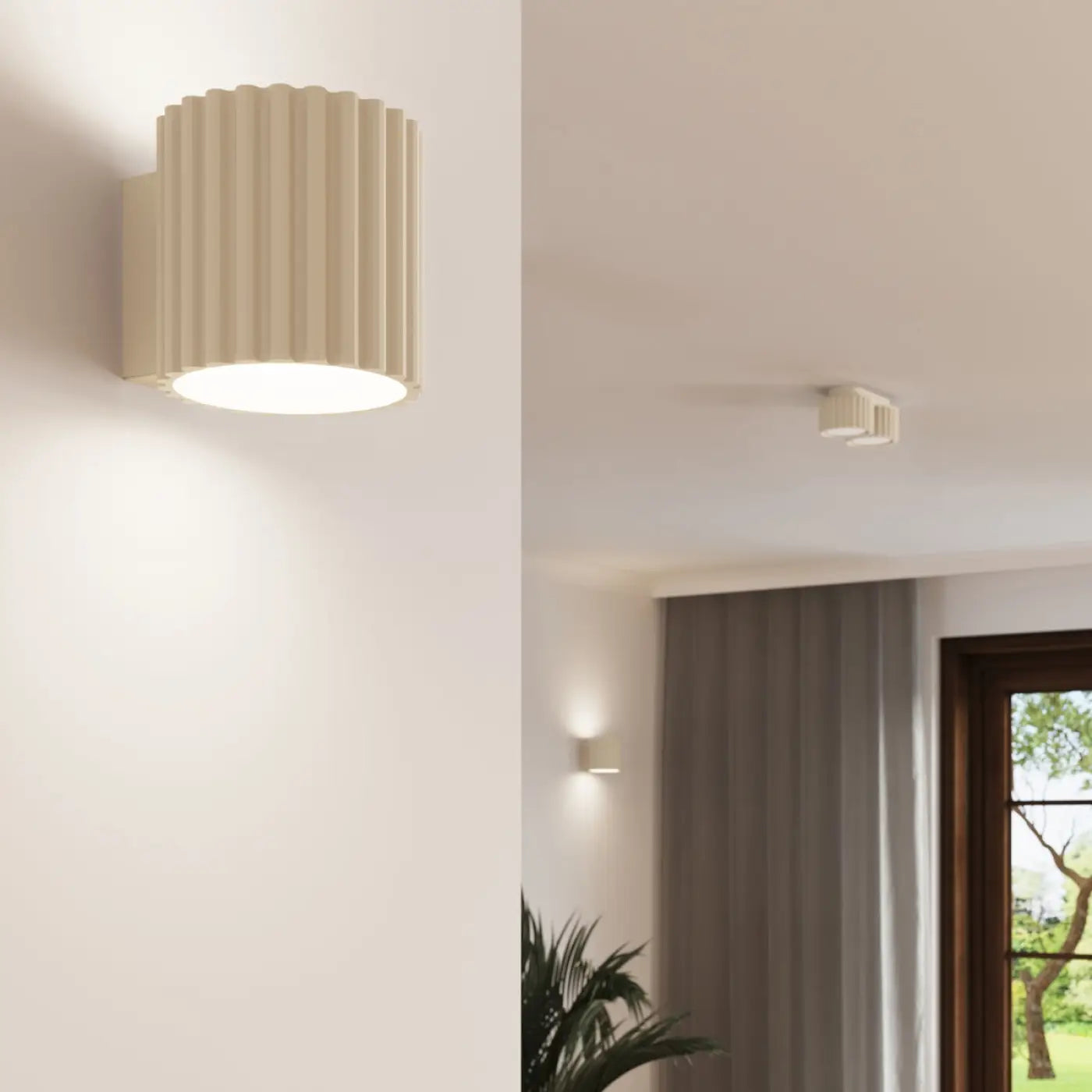 Plafonnier Double Spot Cylindrique Beige - Dalumea - vue 9