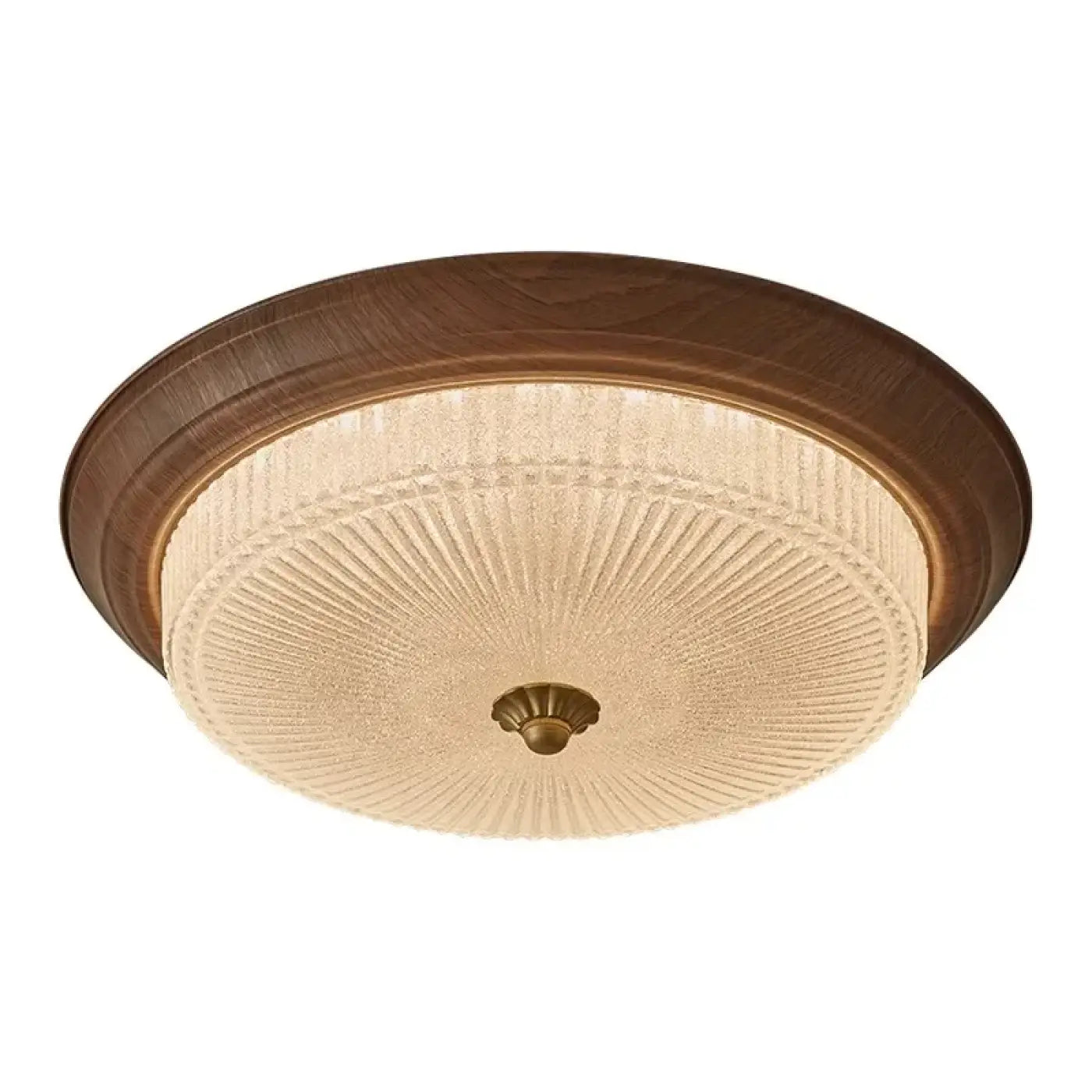 Plafonnier Rond Verre Texturé Finition Bois - Dalumea - vue 5