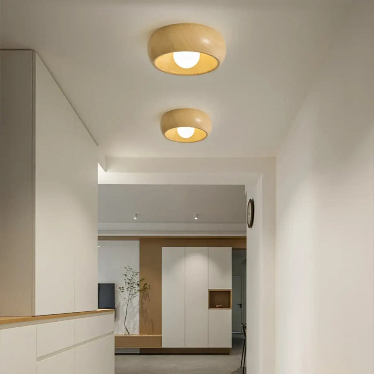 Plafonnier Rond Bois Bicolore Couloir - Dalumea - vue 3