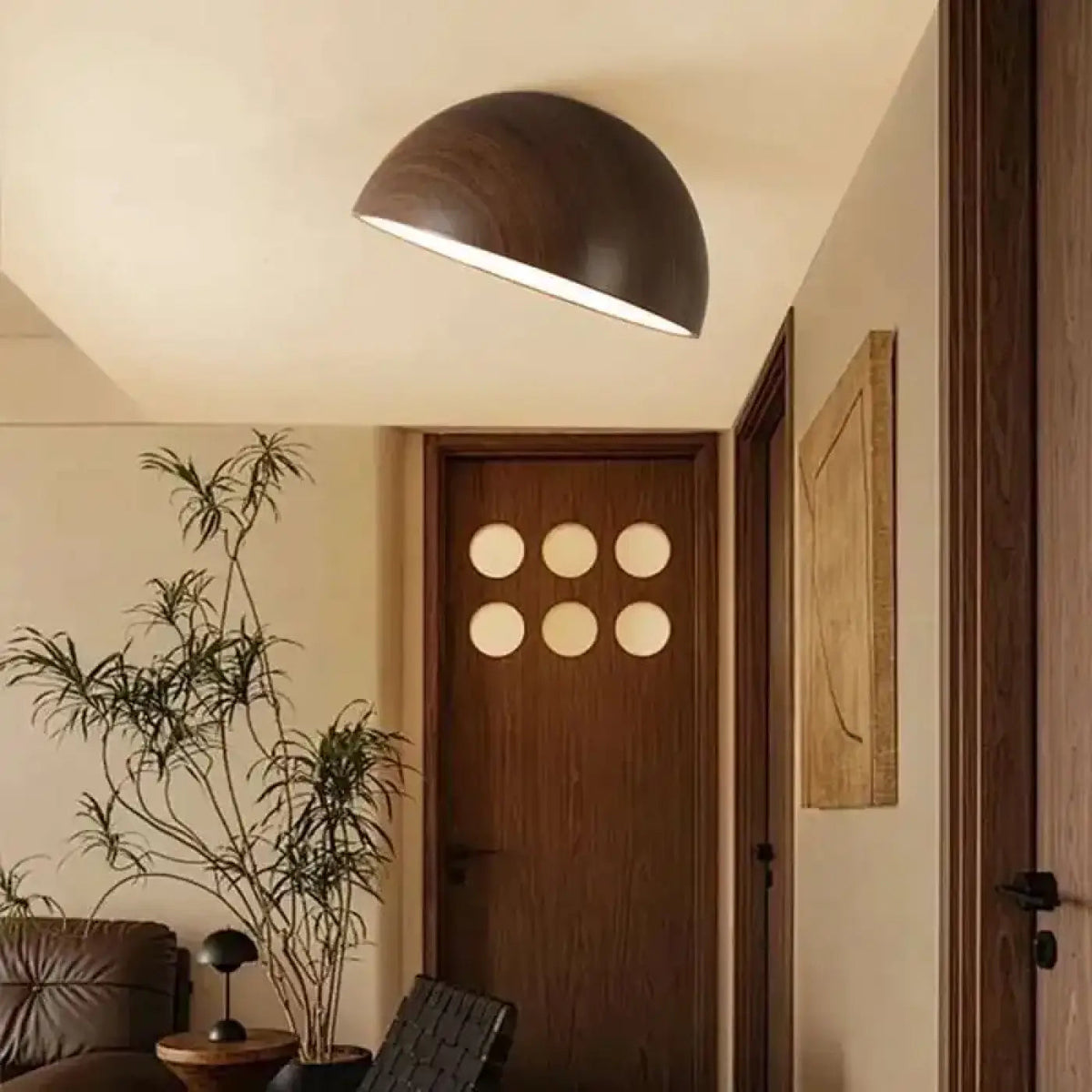 Plafonnier Demi Sphère Bois LED - Dalumea - vue 5