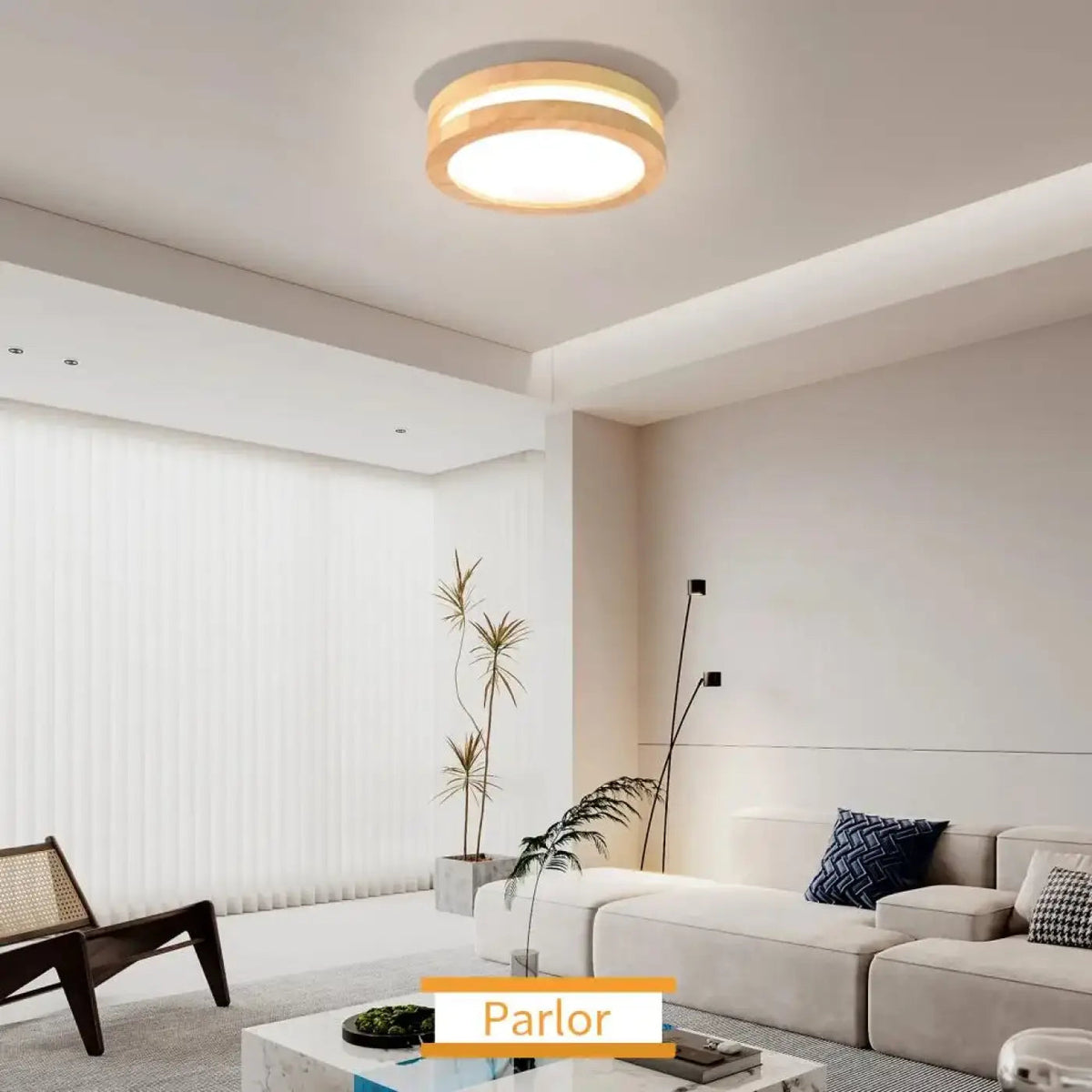 Plafonnier Rond Bois Clair LED - Dalumea - vue 6