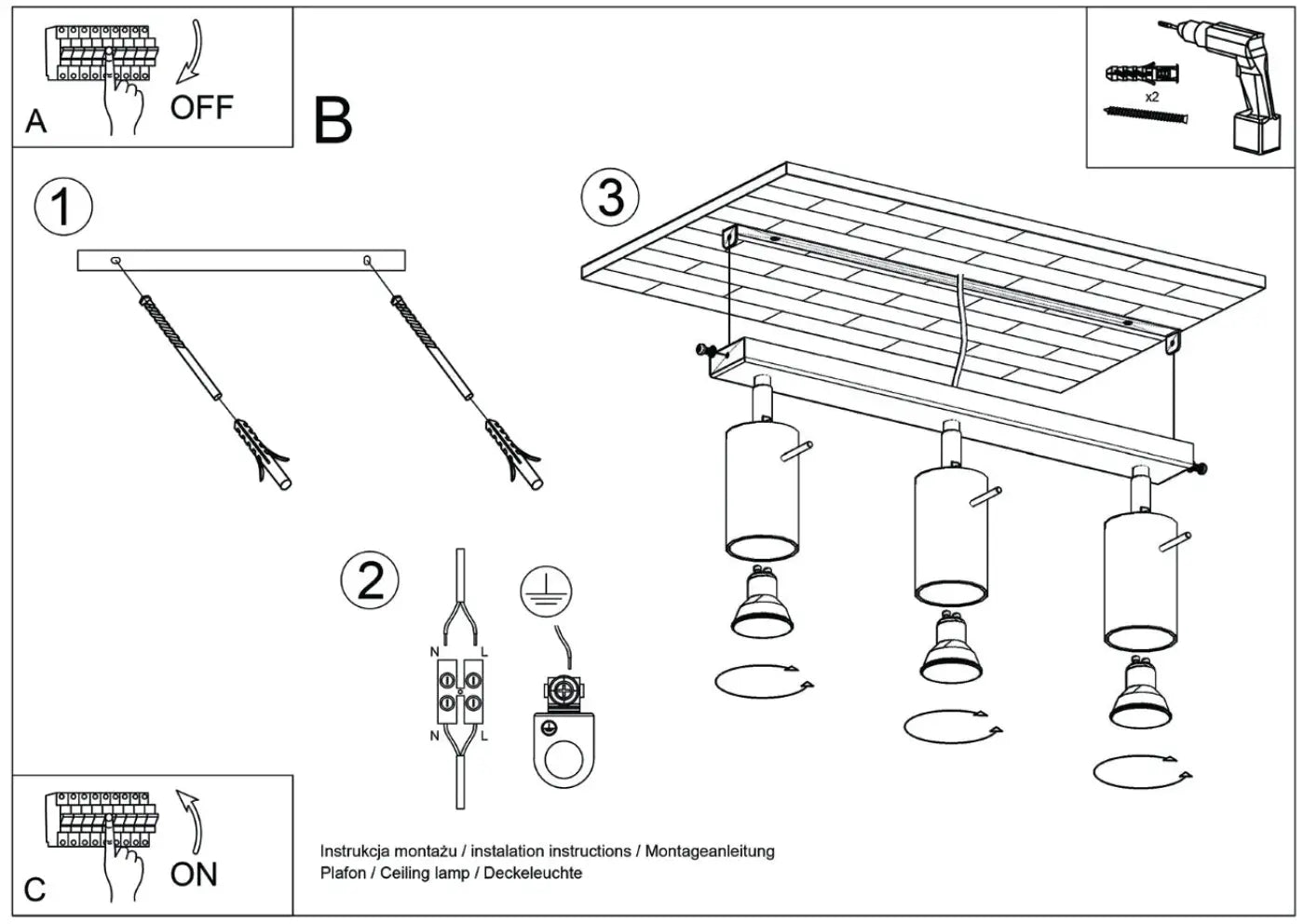 Plafonnier luminaire plafonnier rouge ochra minimaliste trois spots cylindriques - Dalumea - vue 13