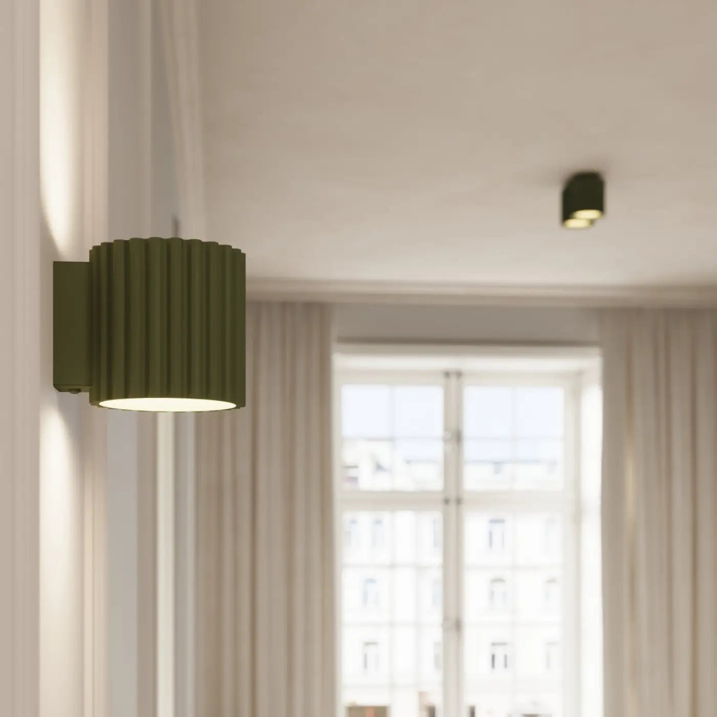 Plafonnier Cylindrique Compact Vert Olive - Dalumea - vue 9