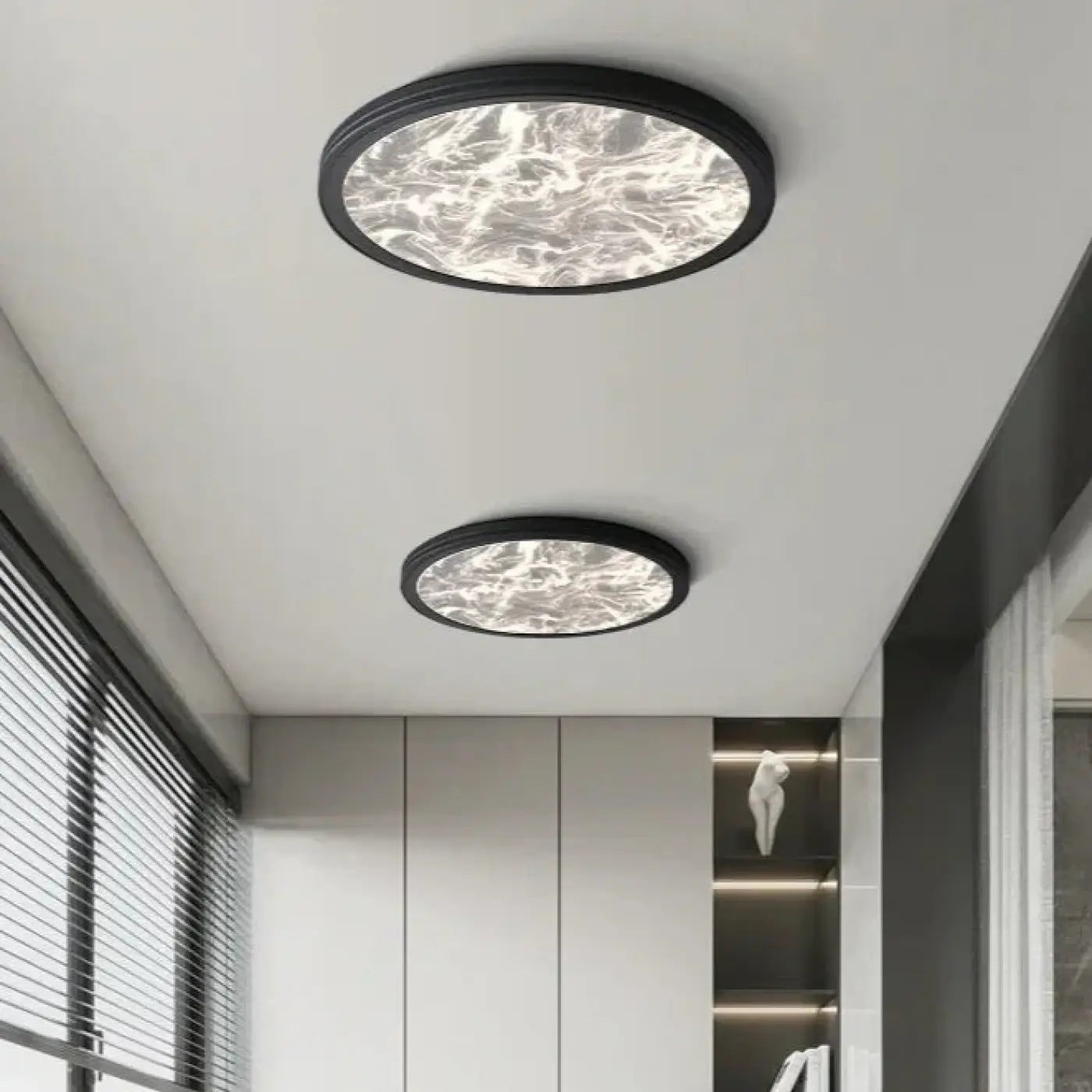 Plafonnier LED Rond Effet Marbre - Dalumea - vue 1