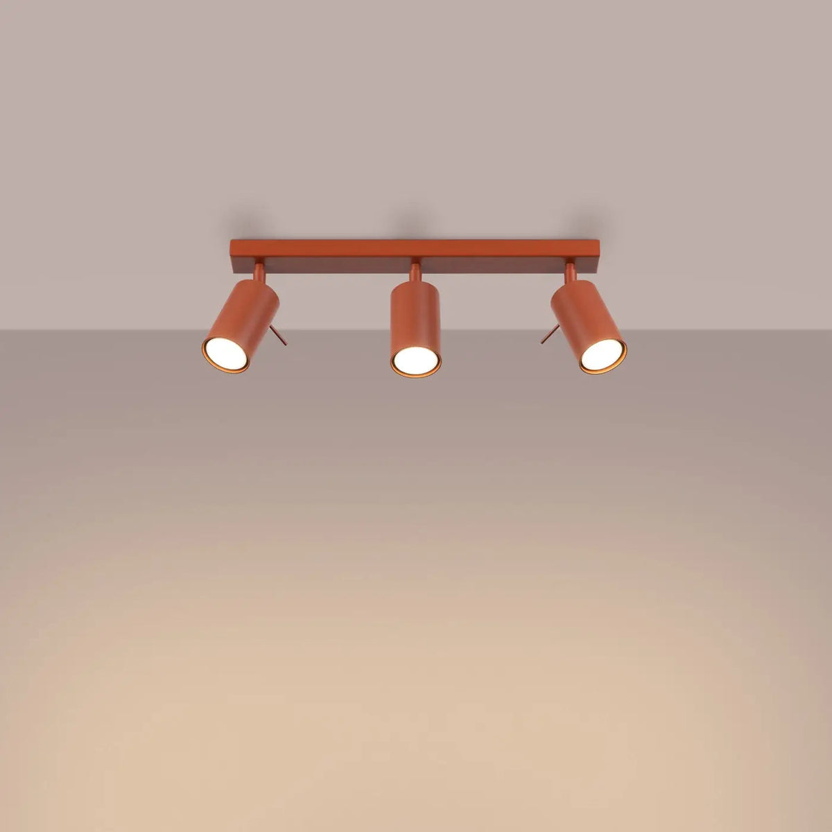 Plafonnier 3 Spots Lisse Rouge Ocre - Dalumea - vue 1