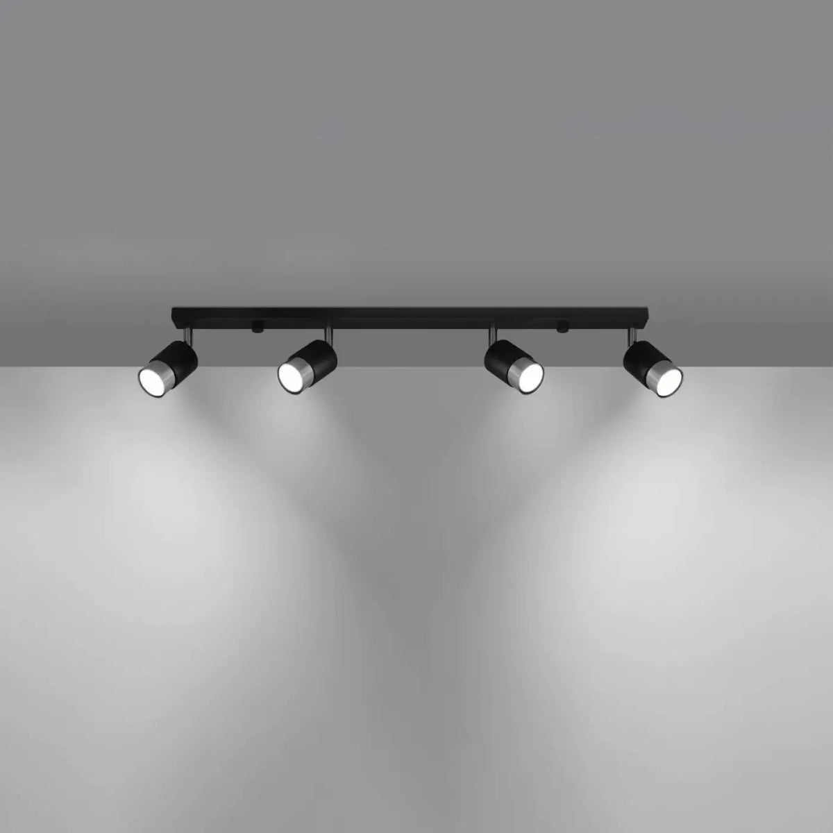 Plafonnier 4 Spots Orientables Noir Chrome - Dalumea - vue 1