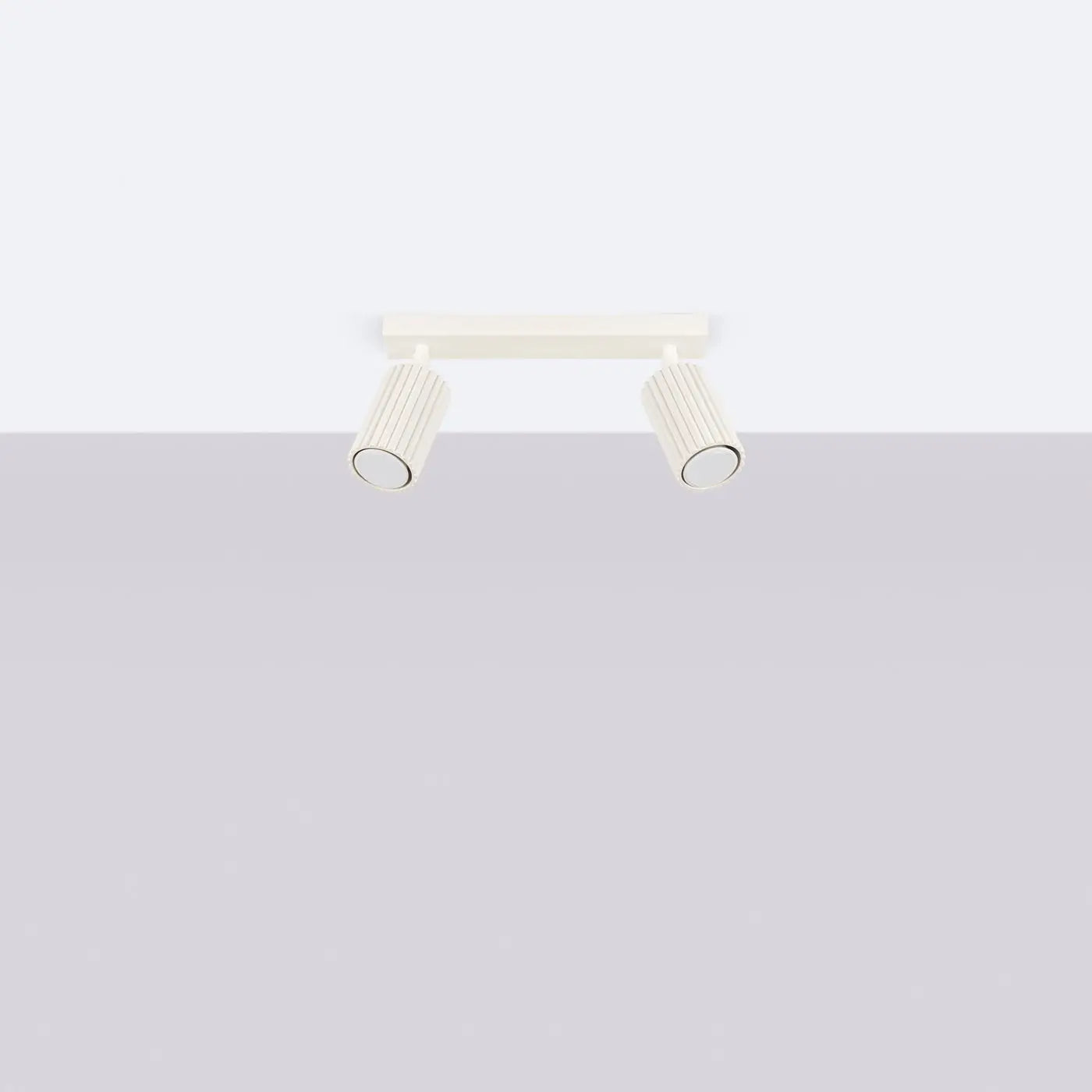 Plafonnier 2 Spots Orientables Beige Cannelé - Dalumea - vue 2
