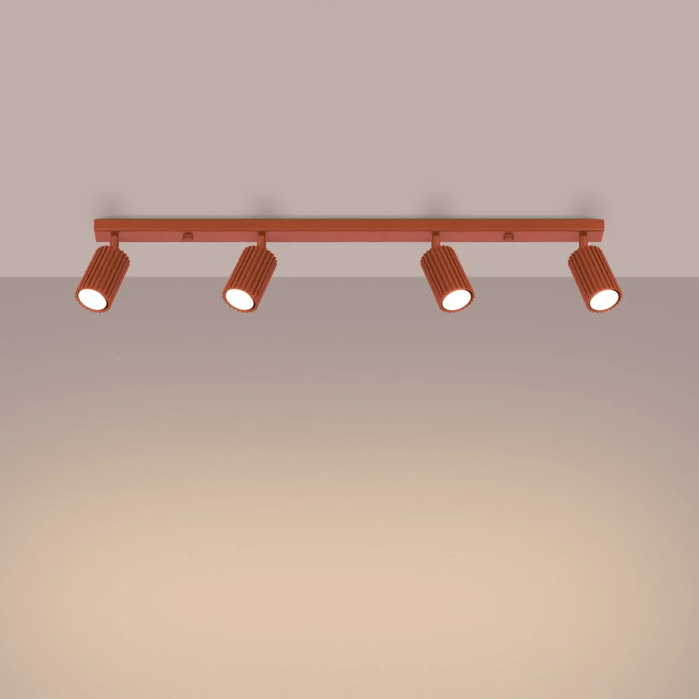 Plafonnier 4 Spots Orientables Rouge Ocre - Dalumea - vue 1