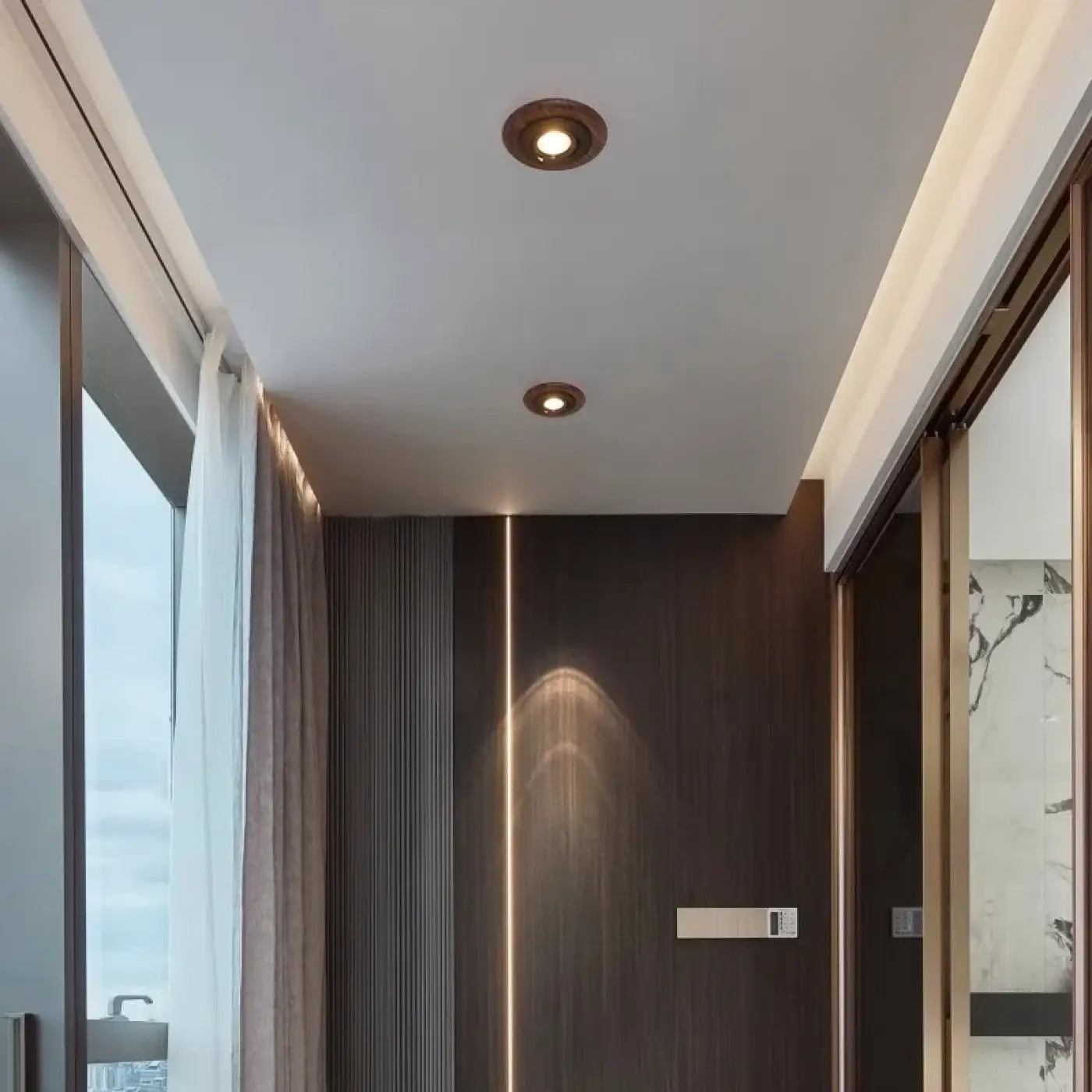 Plafonnier LED Rond Bois Moderne - Dalumea - vue 2