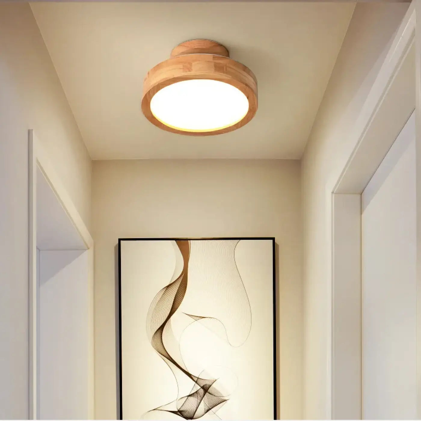 Plafonnier Bois LED Design Moderne - Dalumea - vue 5