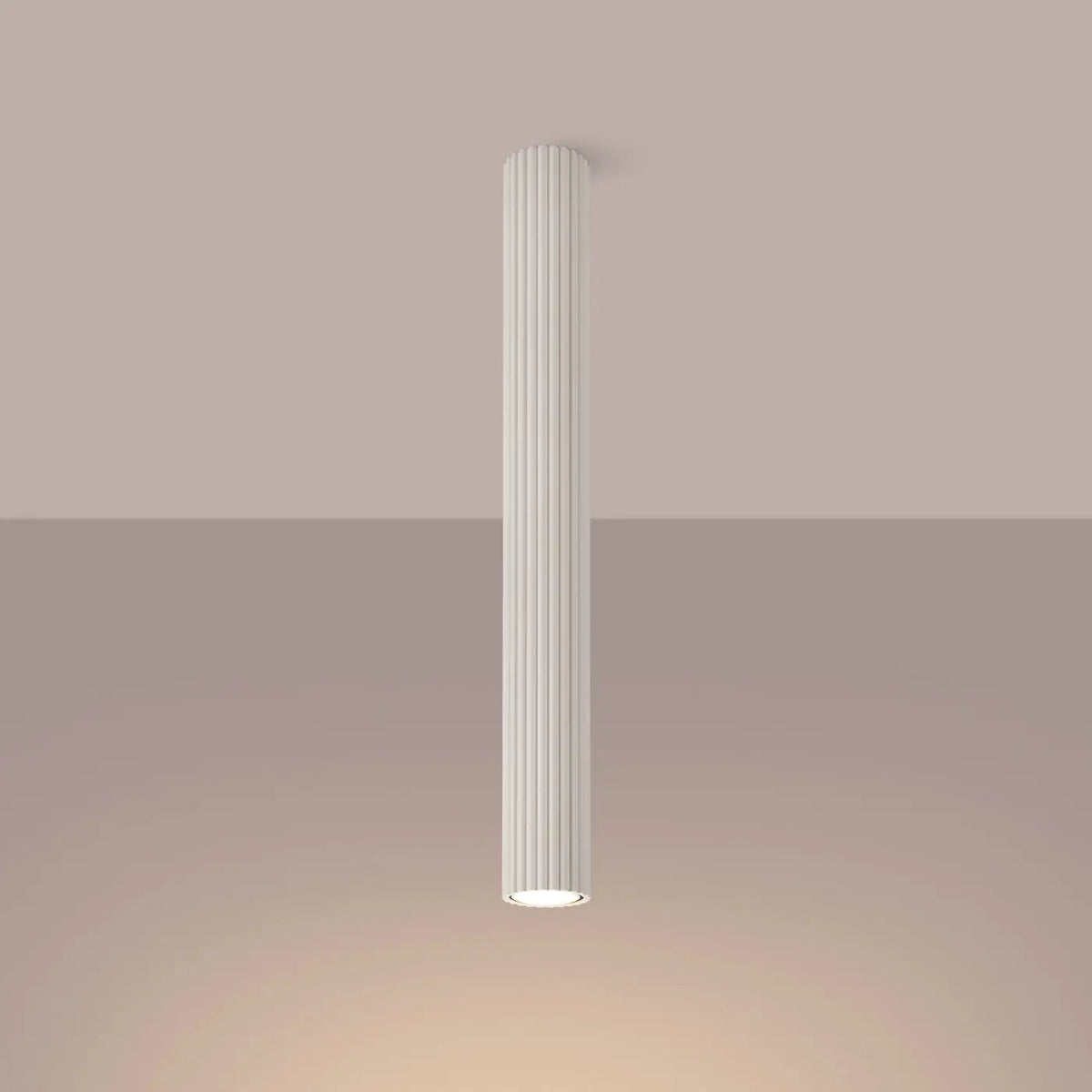 Plafonnier Cylindrique Beige Cannelé - Dalumea - vue 1