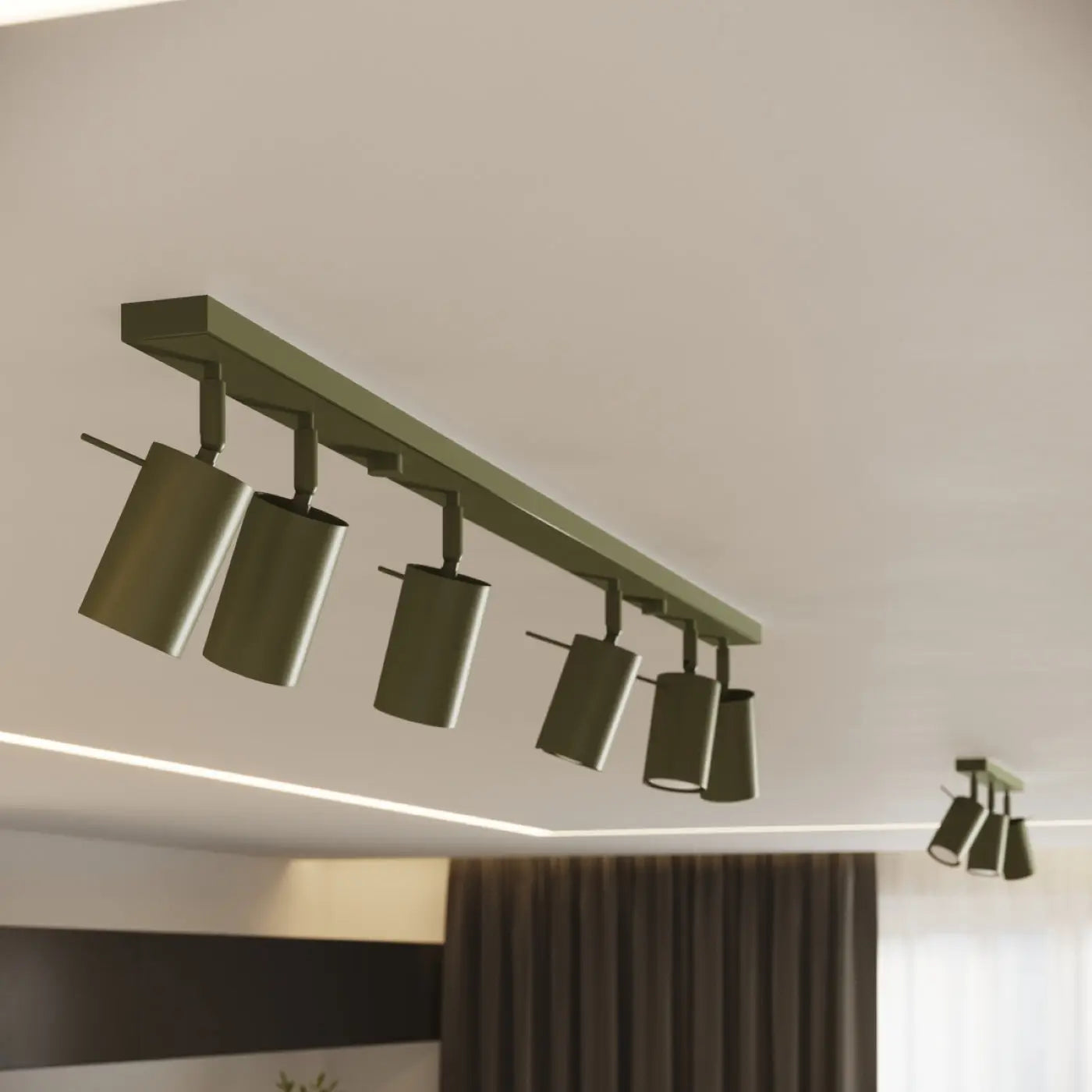 Plafonnier 3 Spots Orientables Vert Olive - Dalumea - vue 10