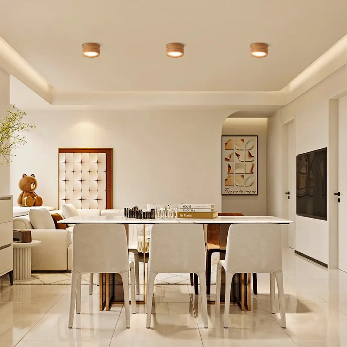 Plafonnier LED Encastré Beige - Dalumea - vue 3