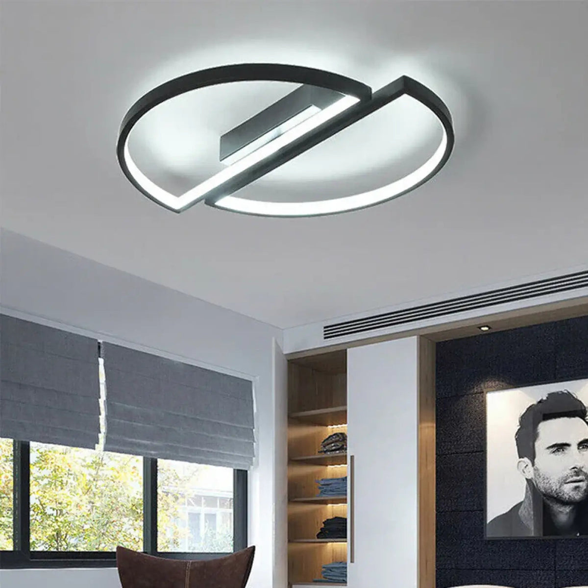 Plafonnier LED Cercle Noir Blanc Design - Dalumea - vue 2