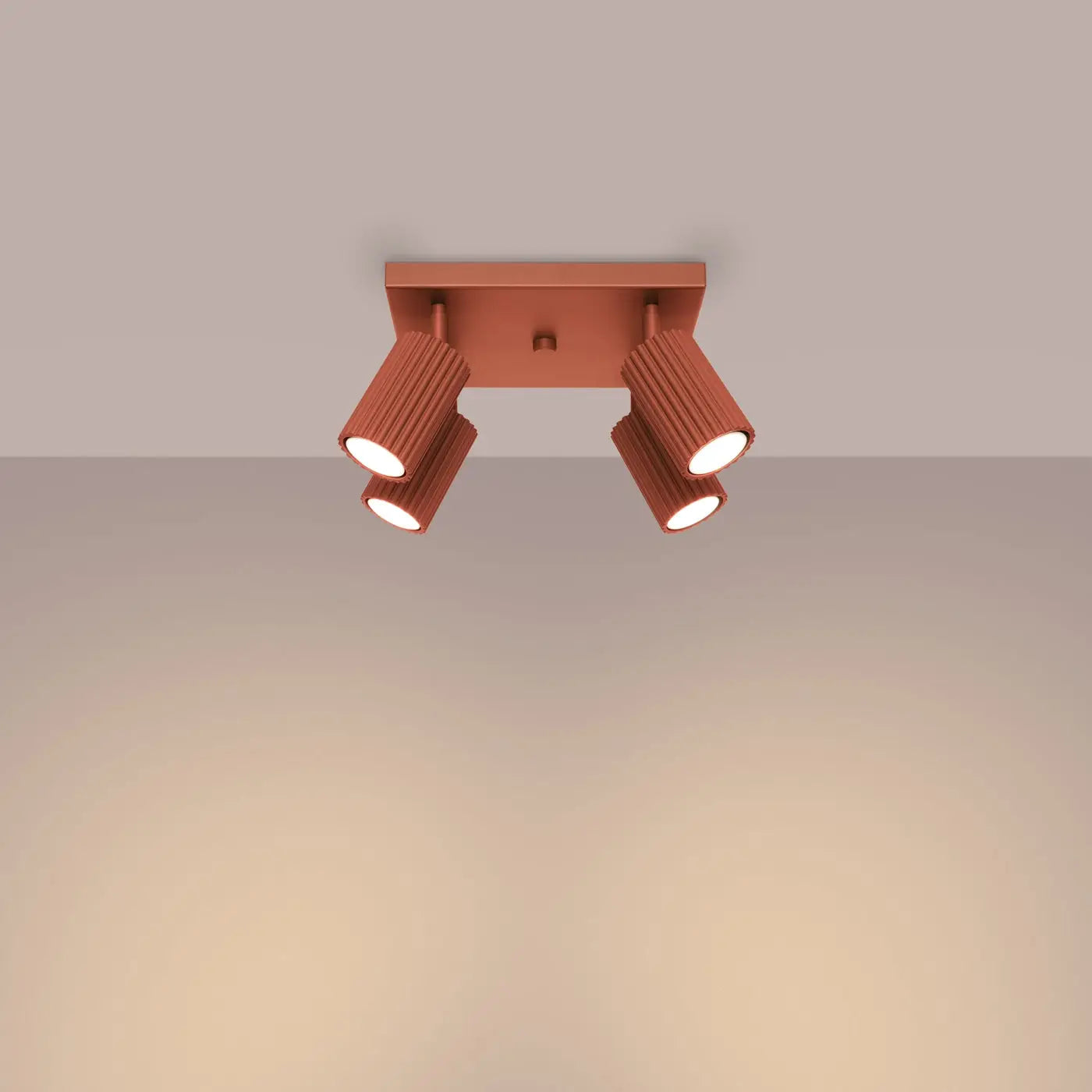 Plafonnier 4 Spots Rouge Ocre - Dalumea - vue 1