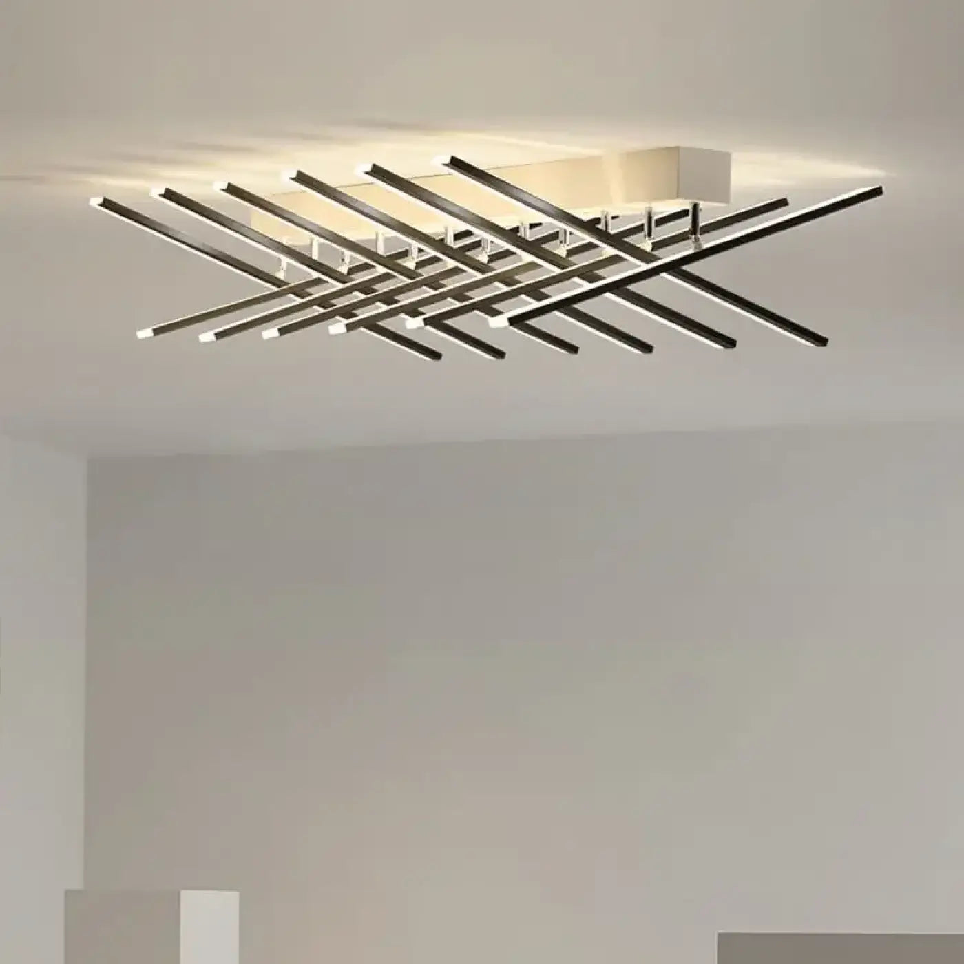 Plafonnier LED Tiges Croisées Noires - Dalumea - vue 1