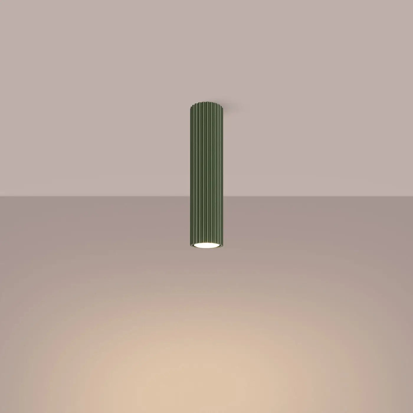 Plafonnier LED Vert Olive Cylindrique - Dalumea - vue 1