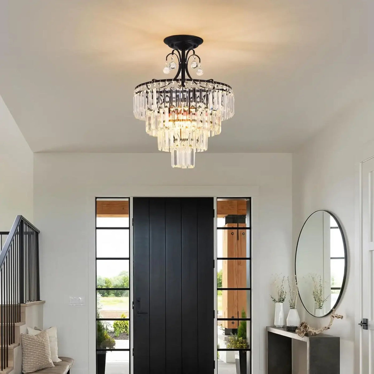 Plafonnier Cristal Noir Multi Étages - Dalumea - vue 5