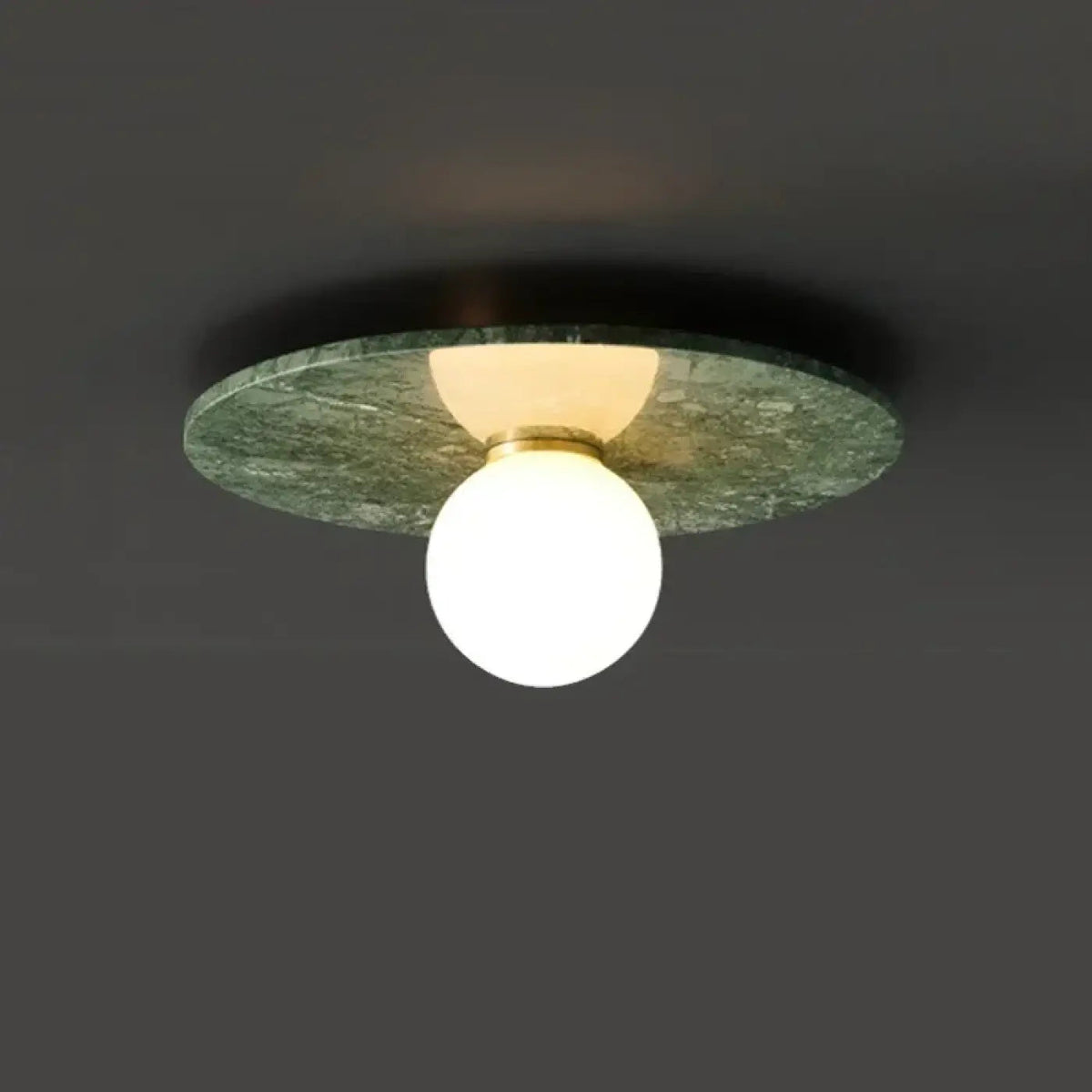 Plafonnier Pierre Verte Verre Opalin - Dalumea - vue 7