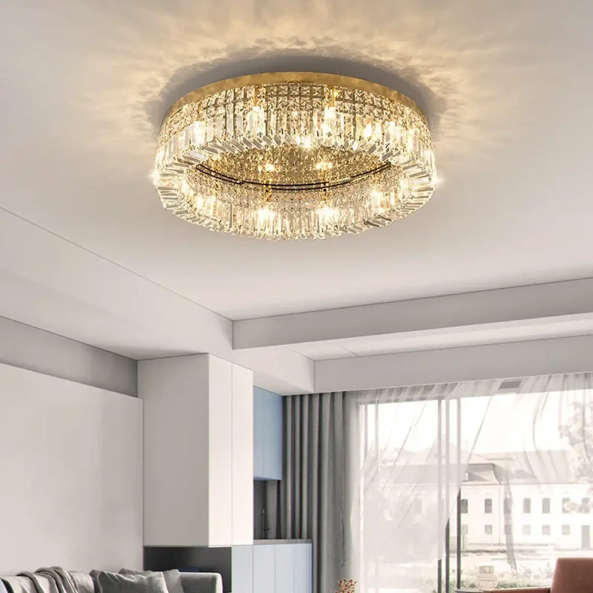 Plafonnier Cristal LED Rond Doré - Dalumea - vue 3