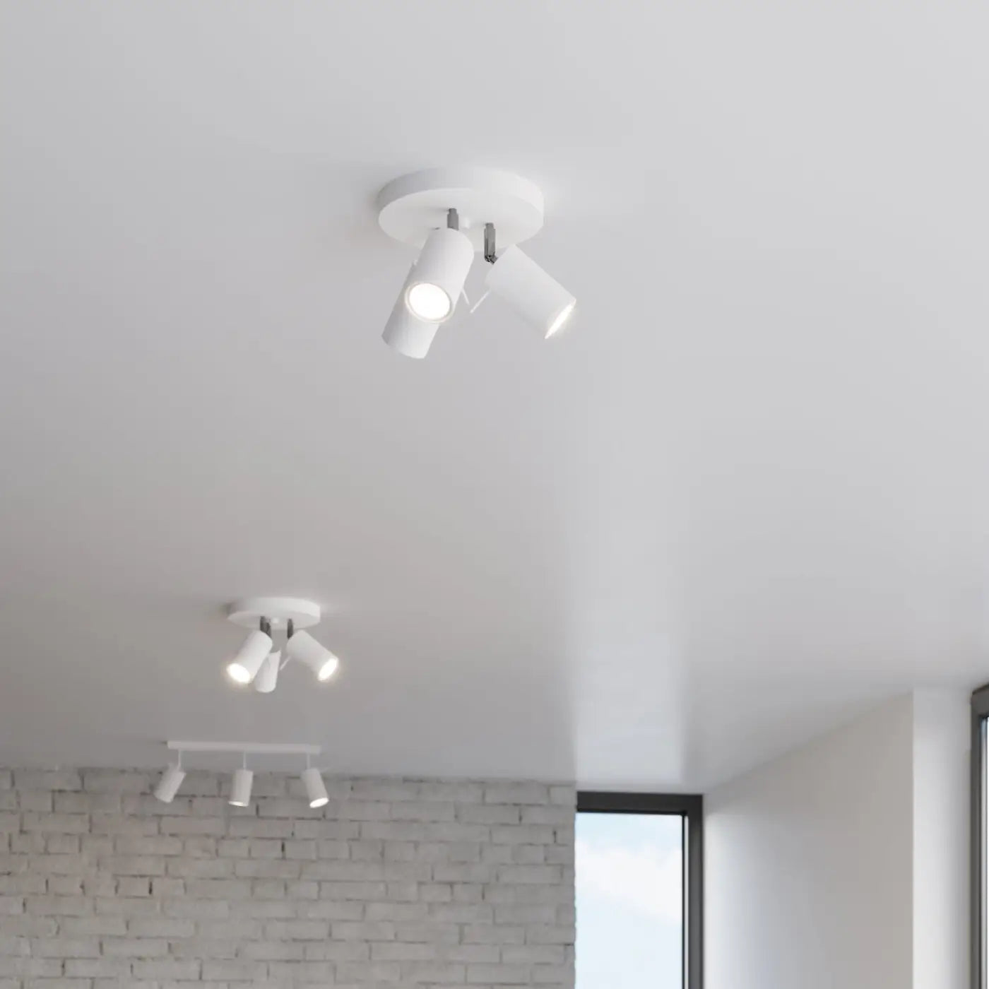Plafonnier 3 Spots Orientables Base Ronde Blanc - Dalumea - vue 6
