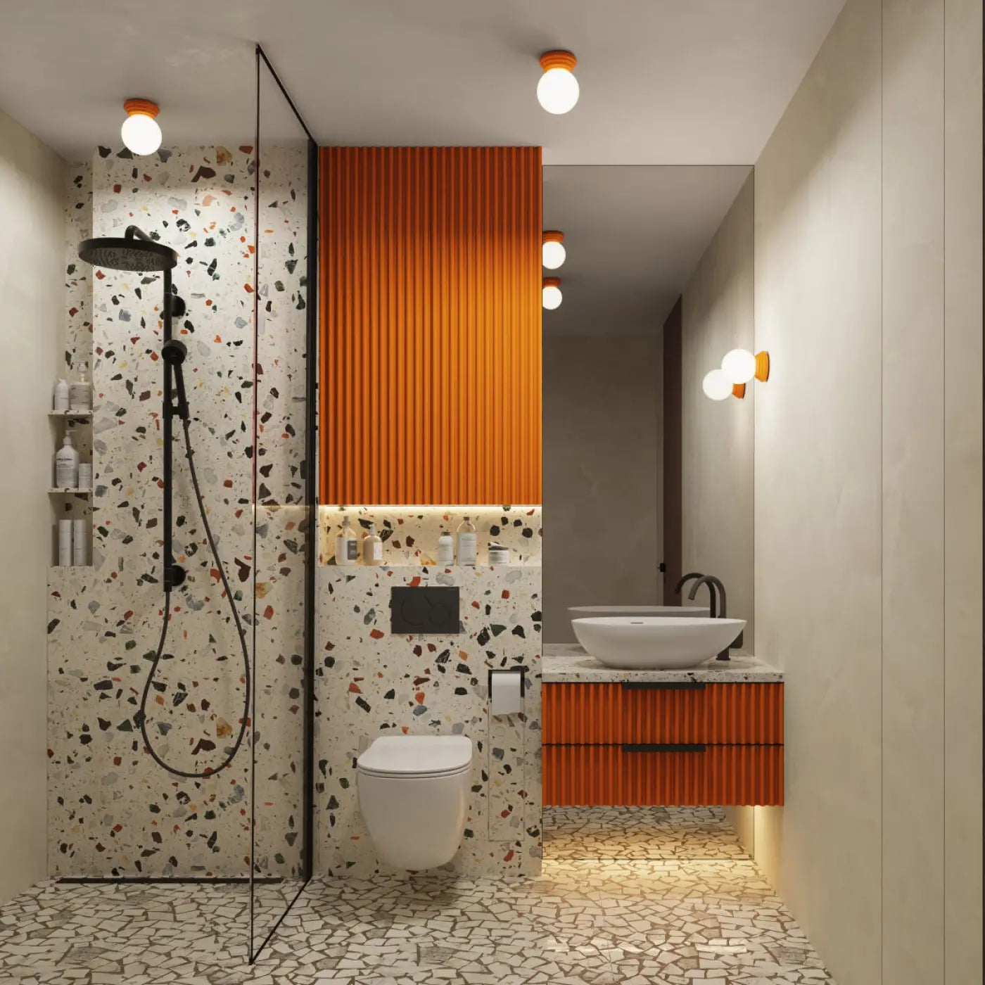 Plafonnier Boule Opaline Orange Céramique - Dalumea - vue 7