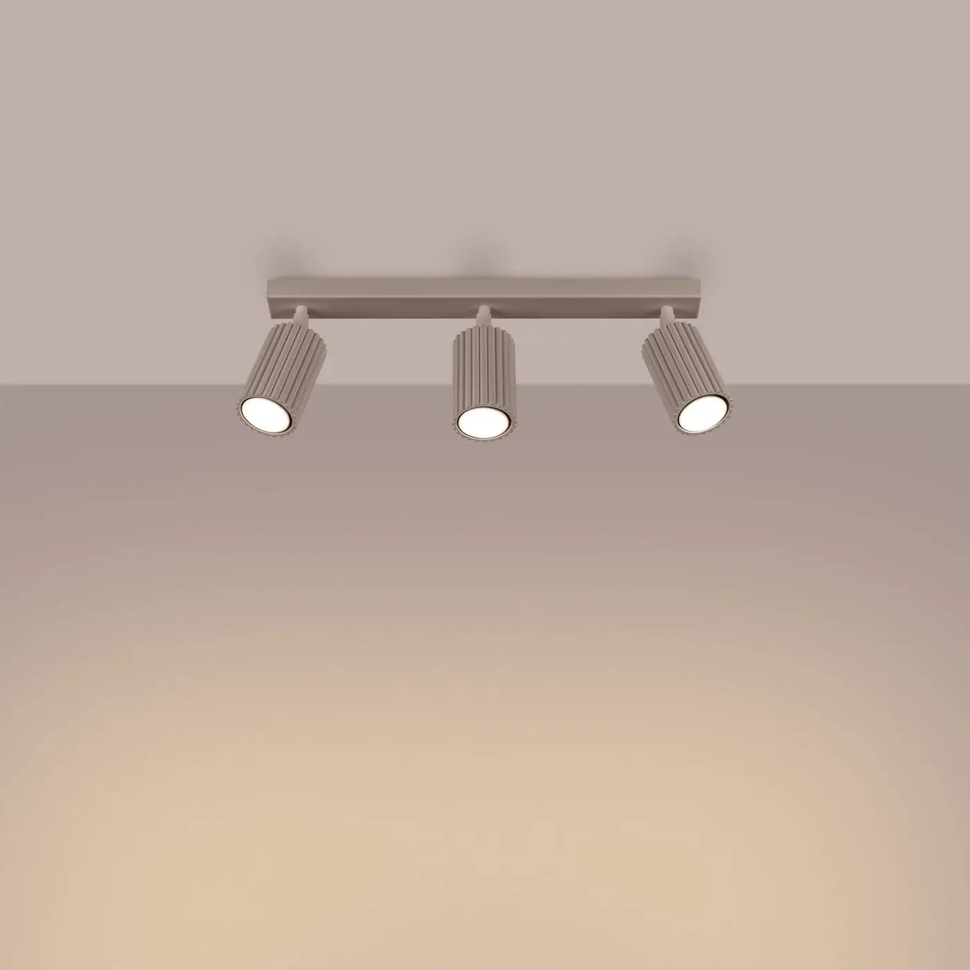Plafonnier 3 Spots Taupe Cannelé - Dalumea - vue 1