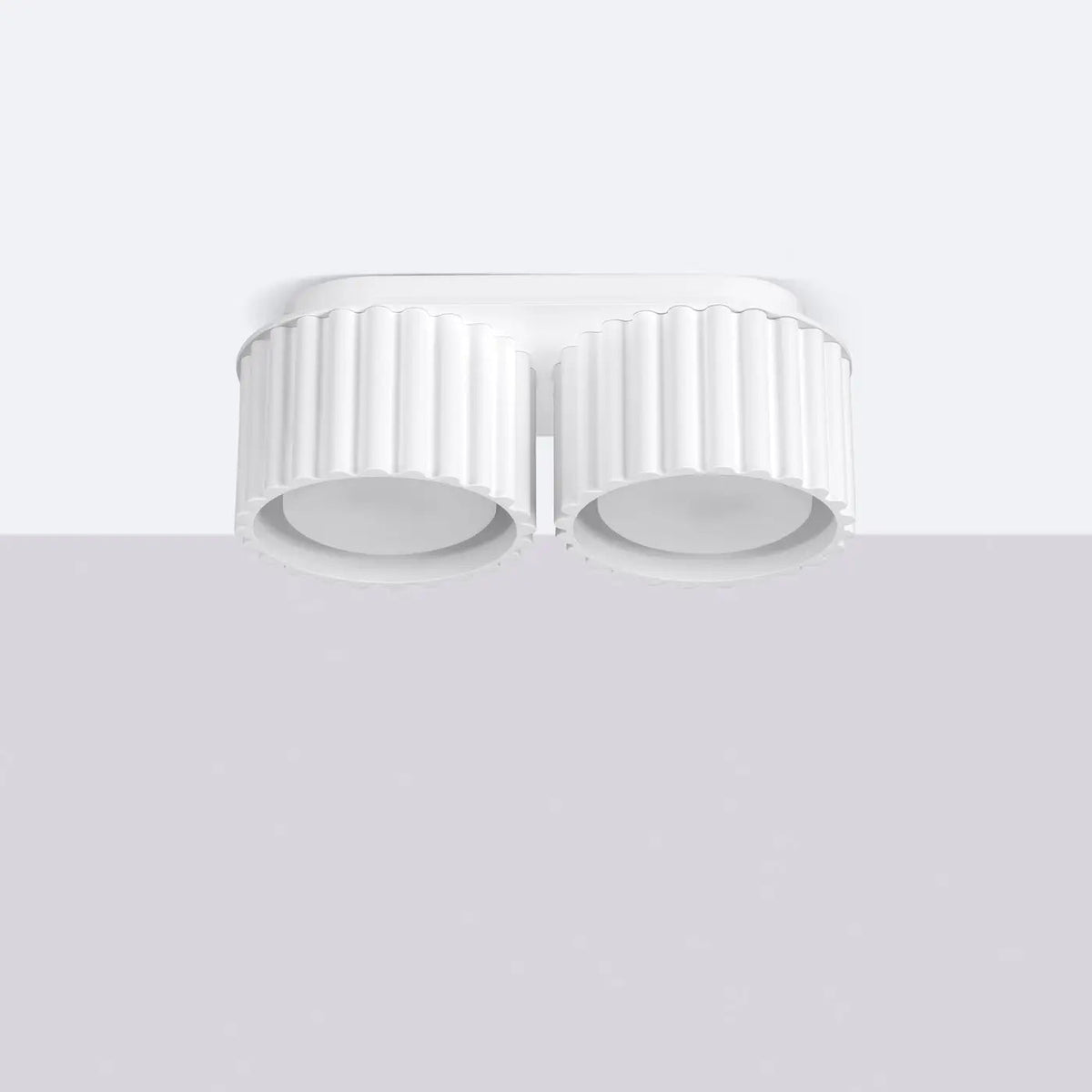 Plafonnier Double Spot Blanc Rainuré - Dalumea - vue 2
