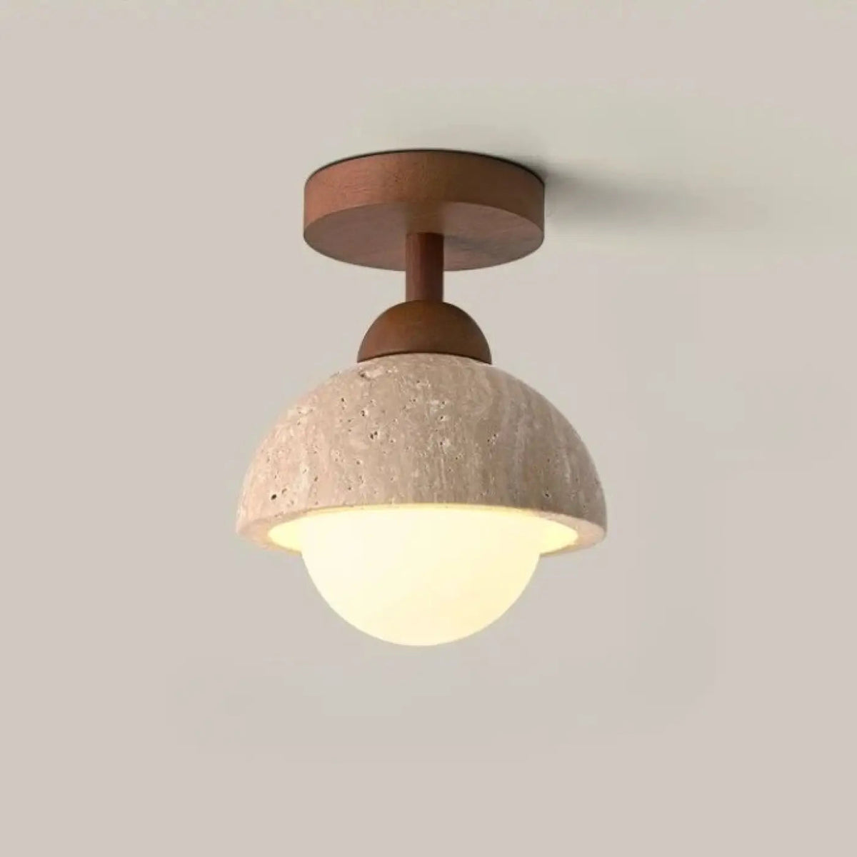Plafonnier minimaliste en pierre travertin avec finition bois elegante - bois - Dalumea - vue 12