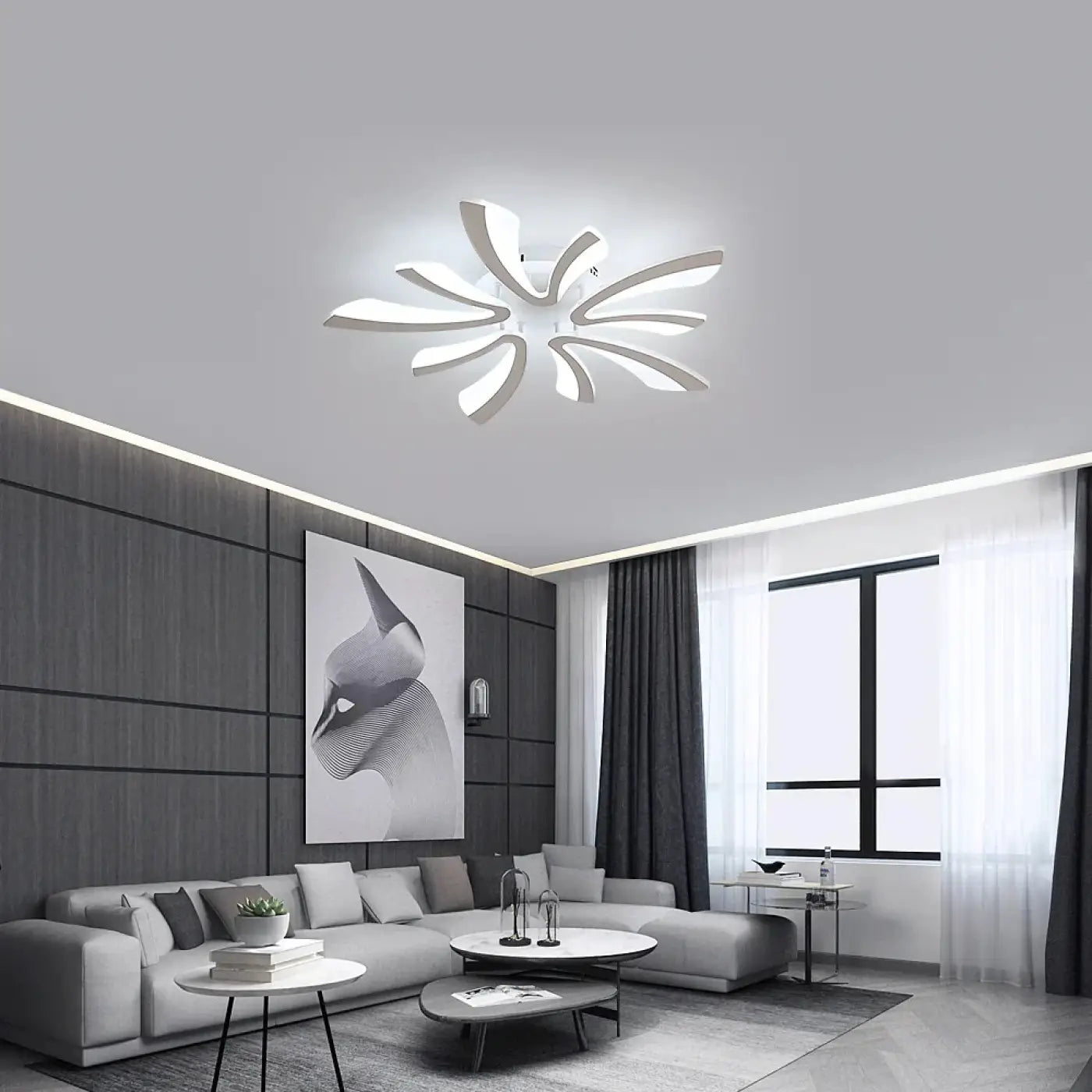 Plafonnier LED Floral Blanc - Dalumea - vue 3